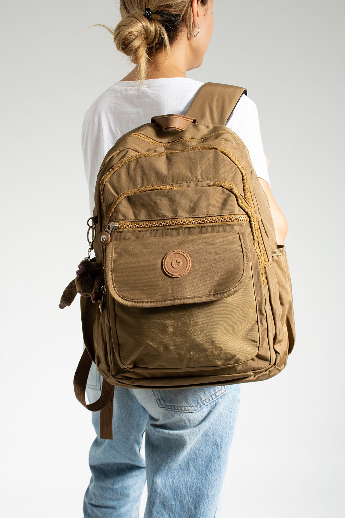 GP GUES POLO-SCHOOL BAG MINK MEGA LARGE SIZE MULTI COMPARTMENT BACKPACK (WITH MONKEY) 4