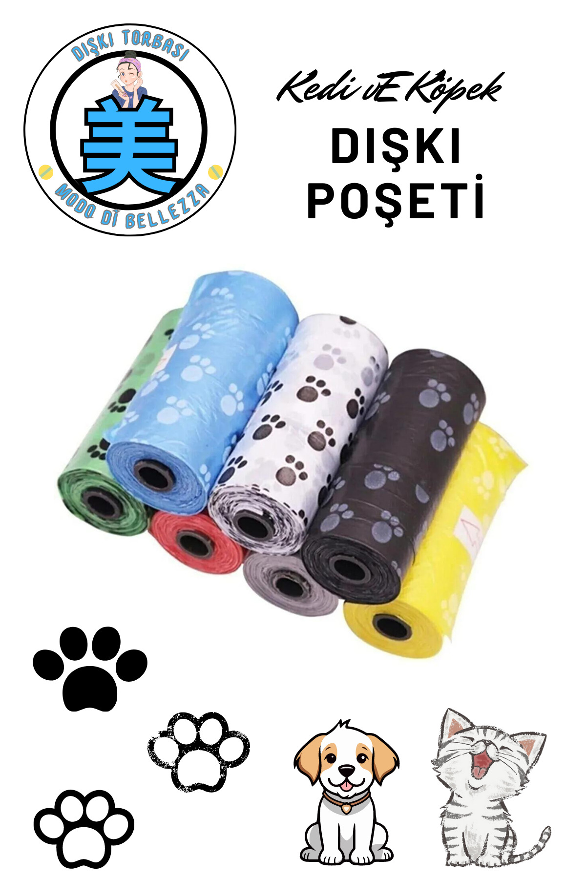 Modo Di Bellezza 4 Lü Rulo Evcil Hayvan Köpek Dışkı Toplama Kaka Rulosu Torbası Modo Di Bellezza