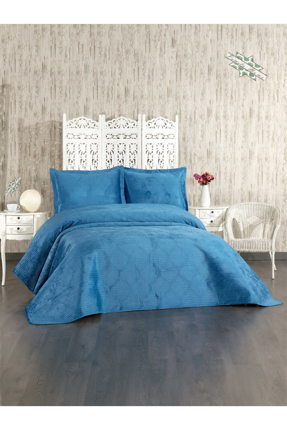 by ballı biocotton Set Cuvertură De Pat Dublă Din Catifea Mikromink (240x260, 50x70) - One Size