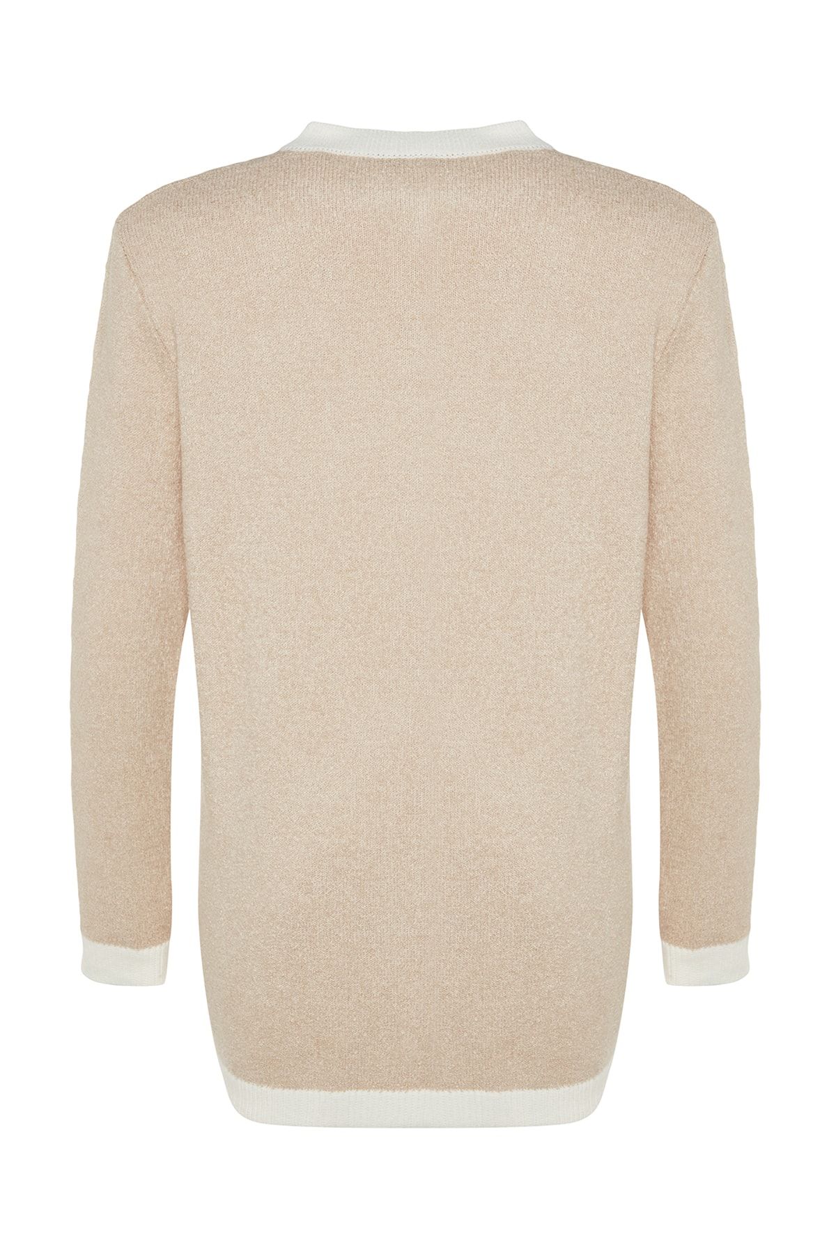Trendyol Modest-Knitwear Cream Cardigan - Button Detail, TCTAW24TH00073 8