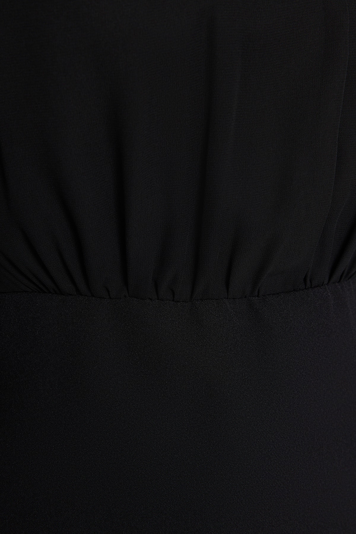 Trendyolmilla  Siyah A Kesim Dik Yaka Astarlı Şifon Mini Dokuma Elbise TWOAW24EL00296 - Görsel 5