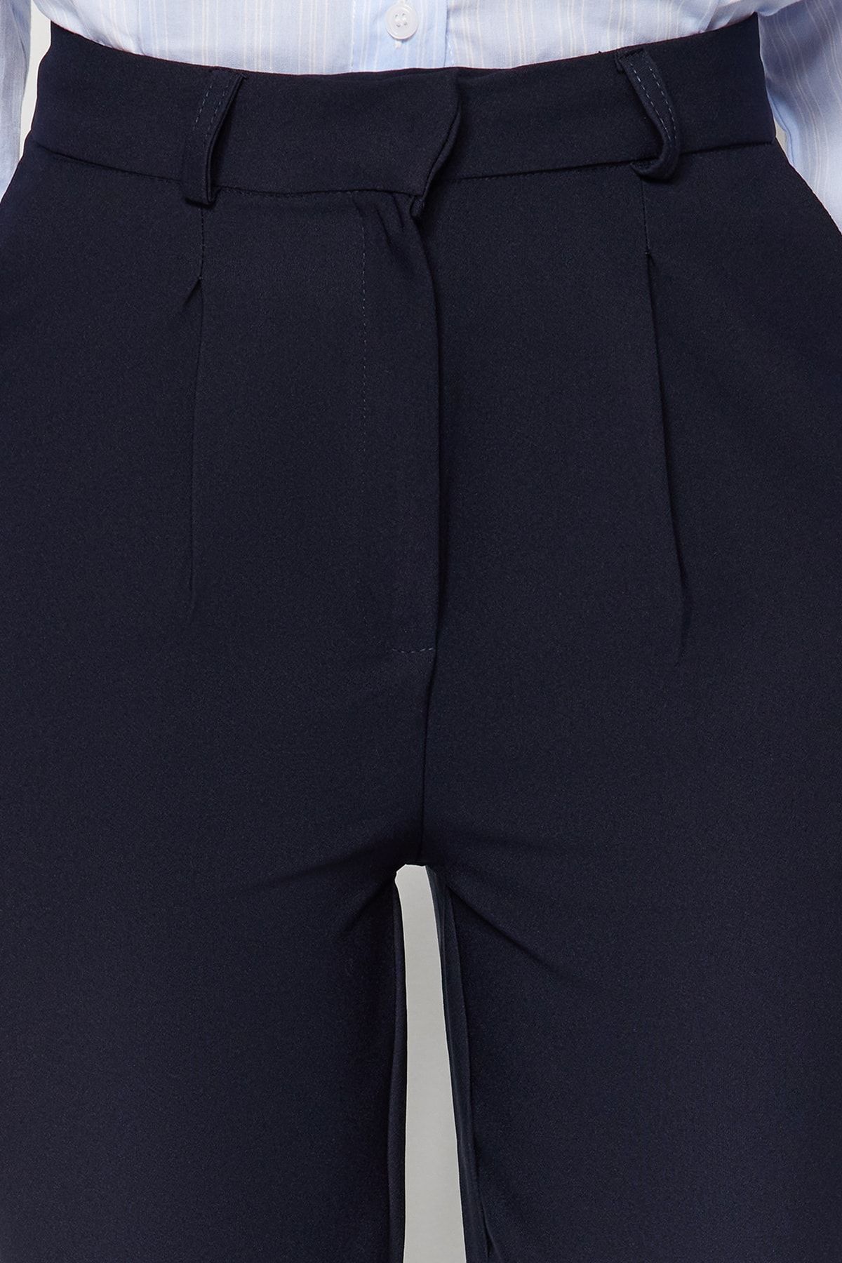 Trendyol Collection-Námořnické modré široké plisované kalhoty - Twoss21Pl0155 3