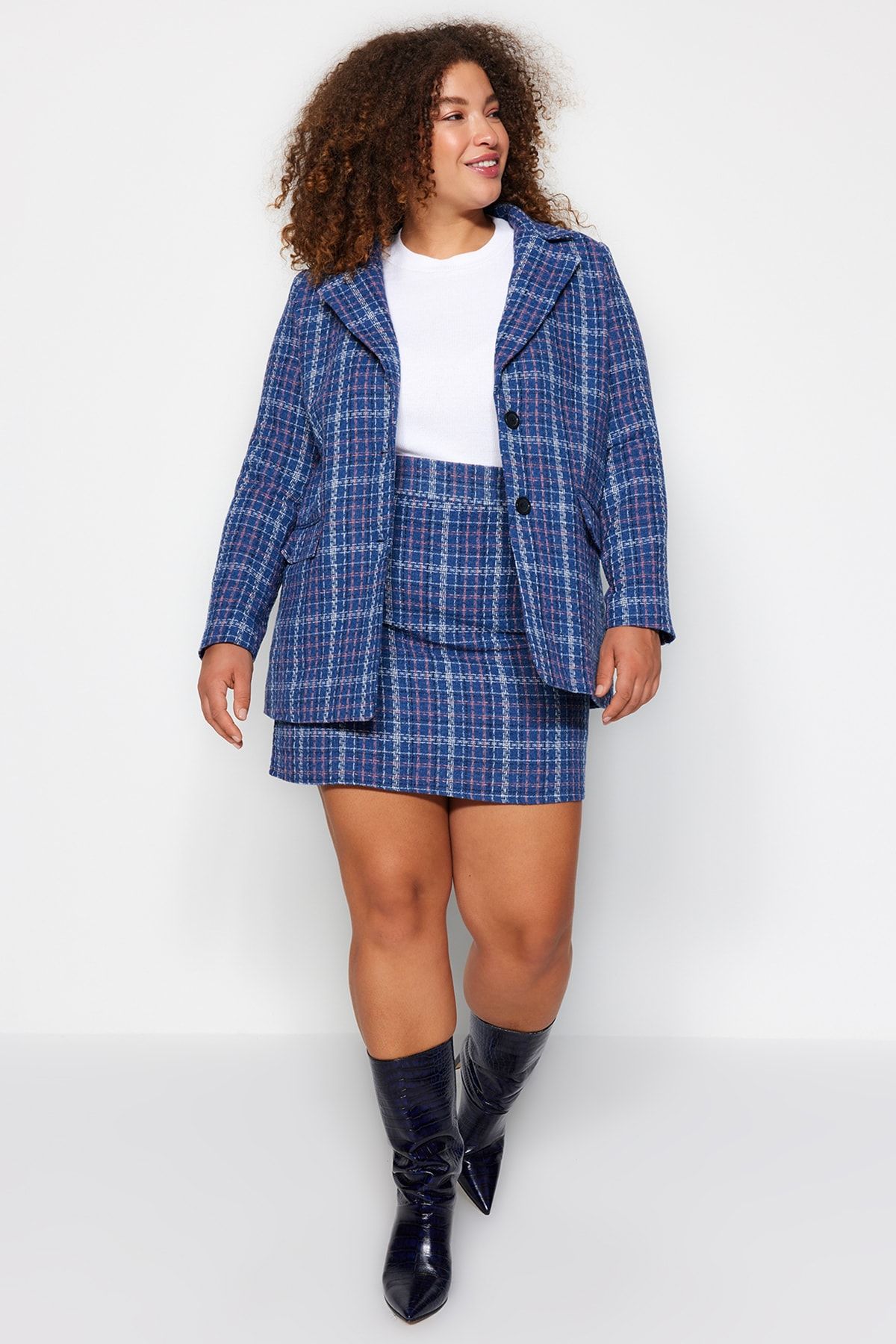 Trendyol Curve Plus Size Jacket Blue Regular fit