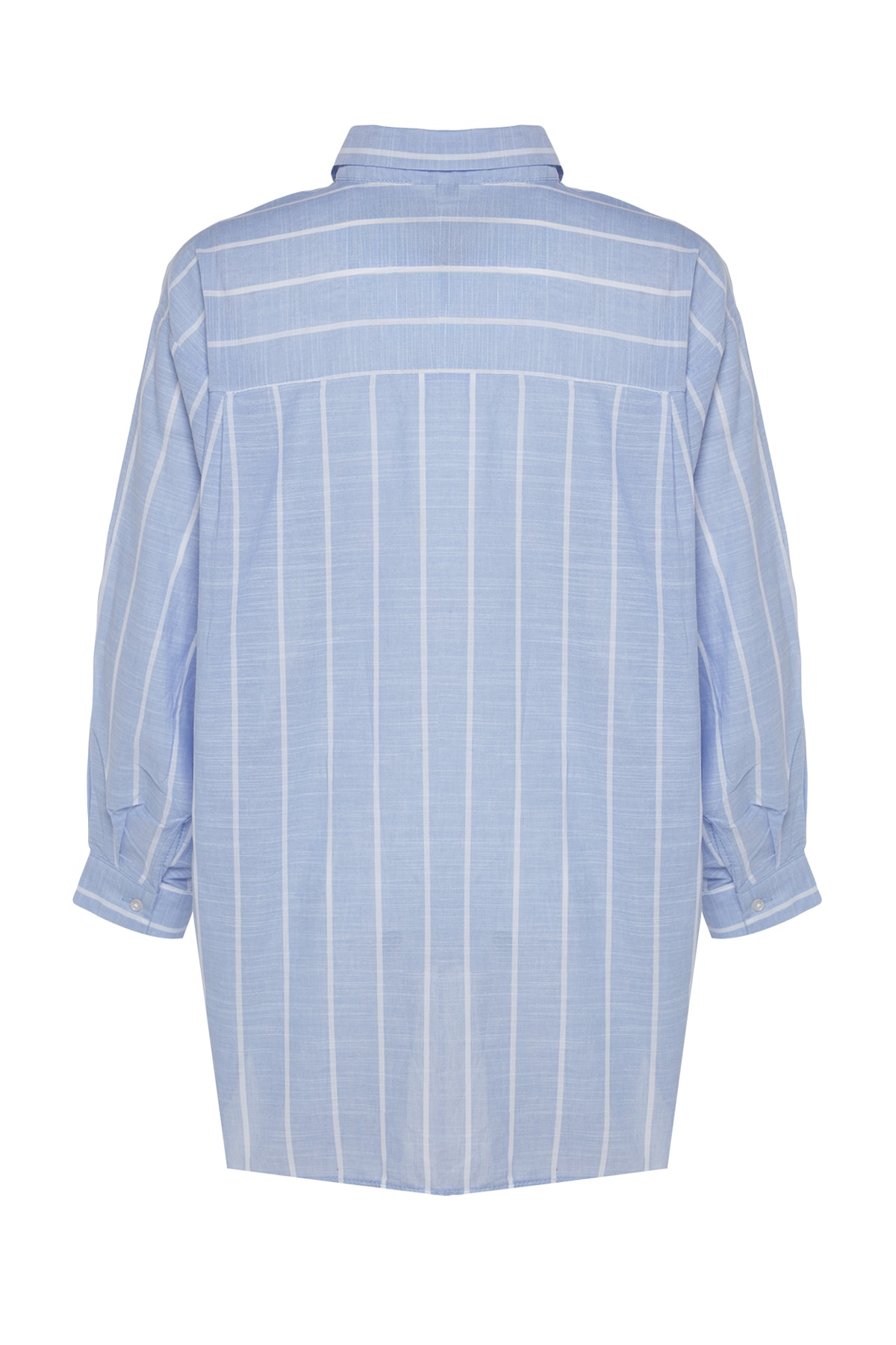 Trendyolmilla  Mavi Çizgili Oversize/Geniş Kalıp Dokuma Gömlek TWOSS23GO00467 - Görsel 8