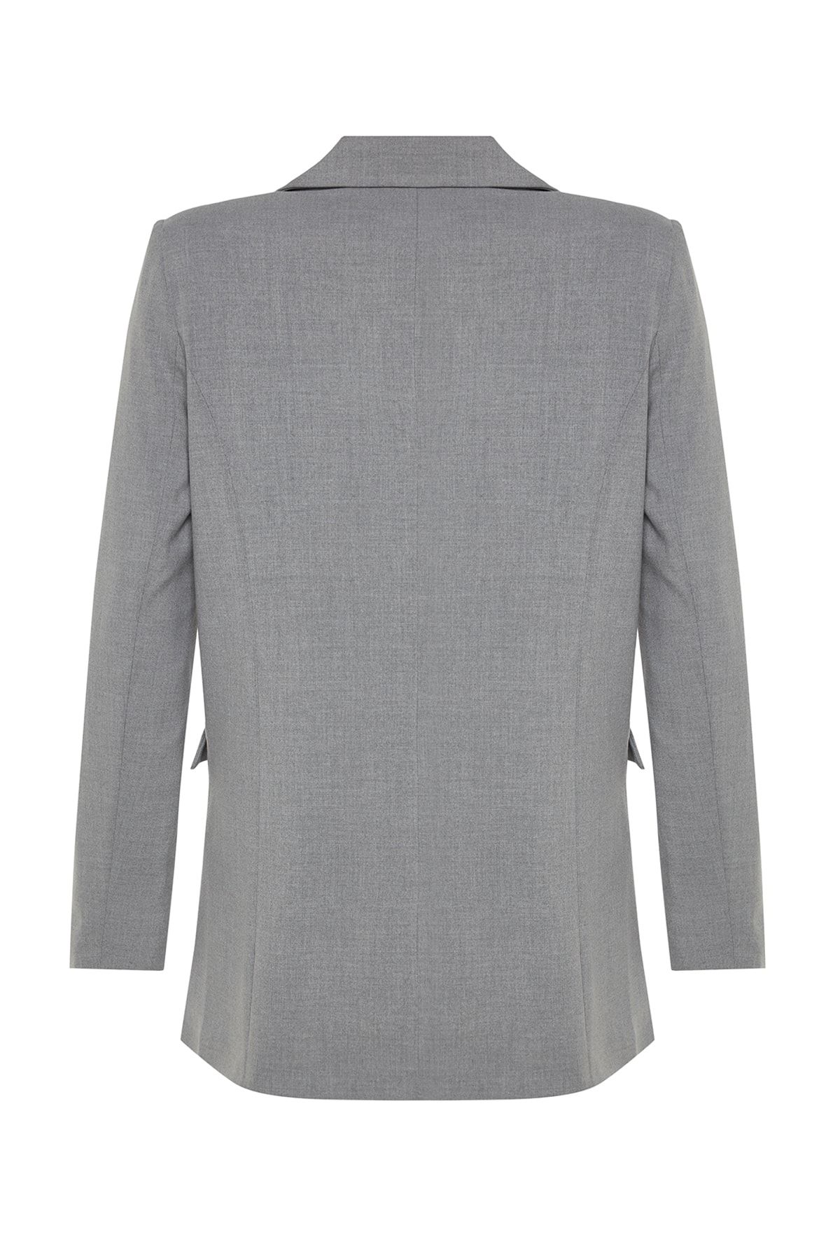 Trendyol Collection-Gray Premium Regular Lined Woven Blazer Jacket TWOAW24BC00033 8
