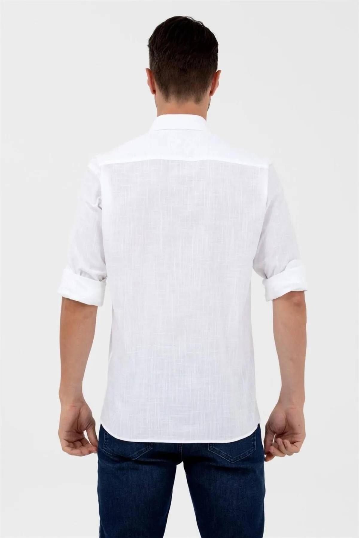 Us Polo Assn G081Gl004-1570318 Erkek Dokuma Gömlek — سفید G081GL004-1570318 — تصویر 3 از 3