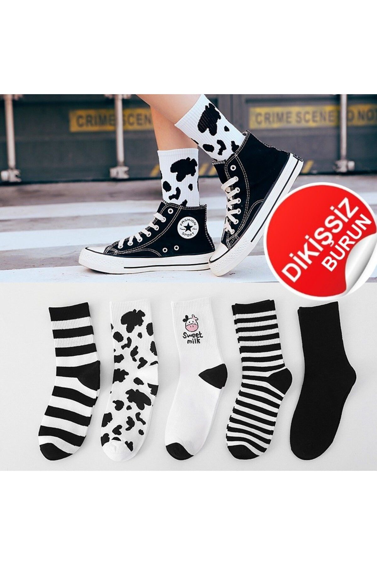 CRIMER Socks White/Black — CRIMER