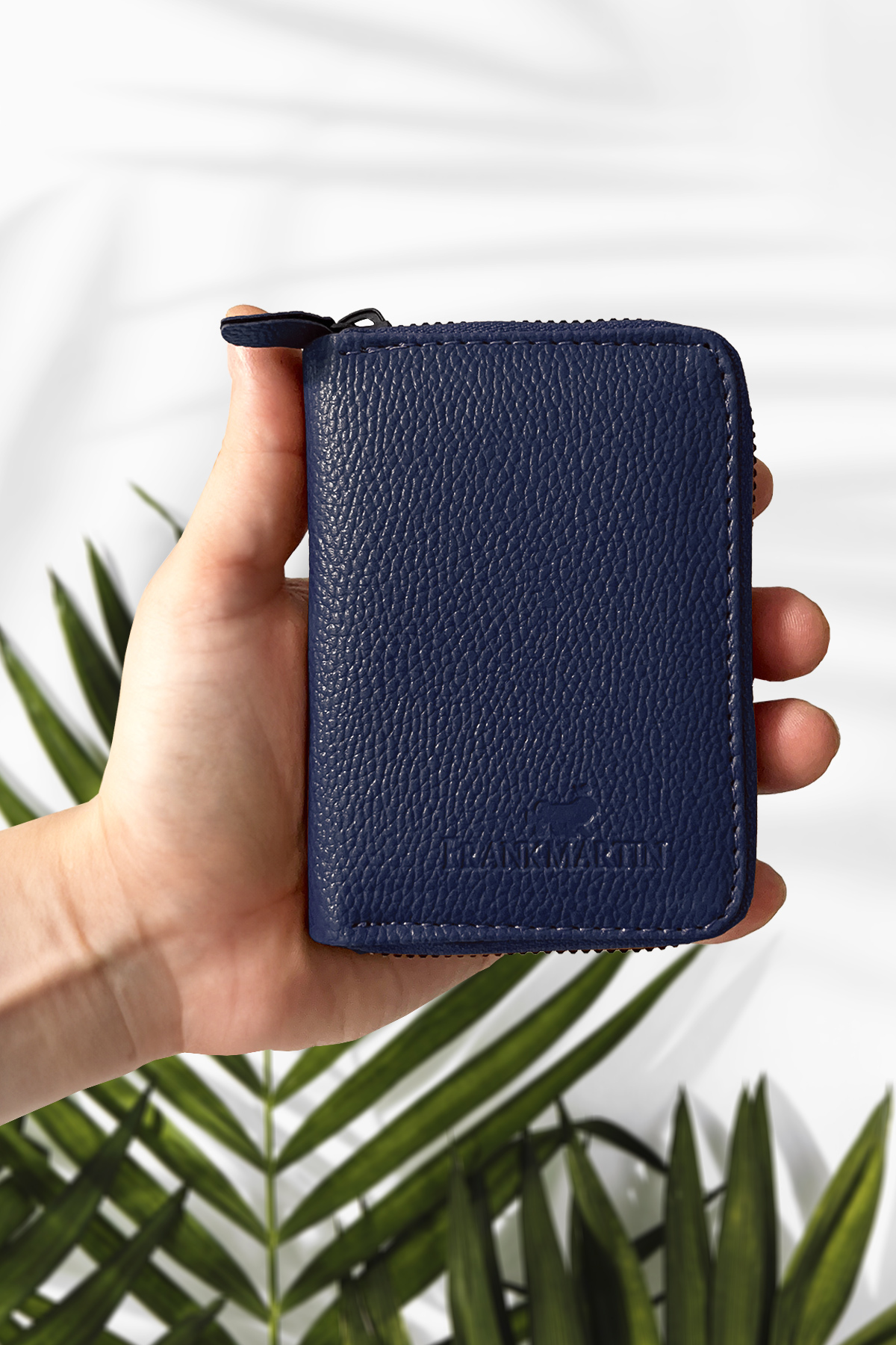 Frank Martin  Orijinal Fermuarlı Para Bölmeli Hediye Kutulu Deri Şık Lacivert Kartlık Cüzdan