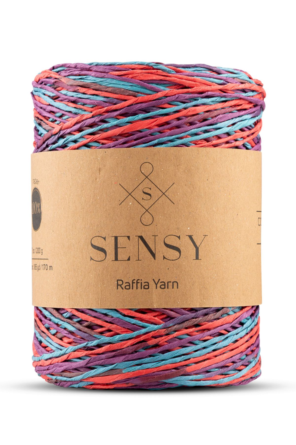 SENSY Ață De Hârtie Naturală Premium Multicoloră De 170 M, Fire De Hârtie De Paie, Rafie, Geantă, Supliment, Ață De Pălărie, - One Size