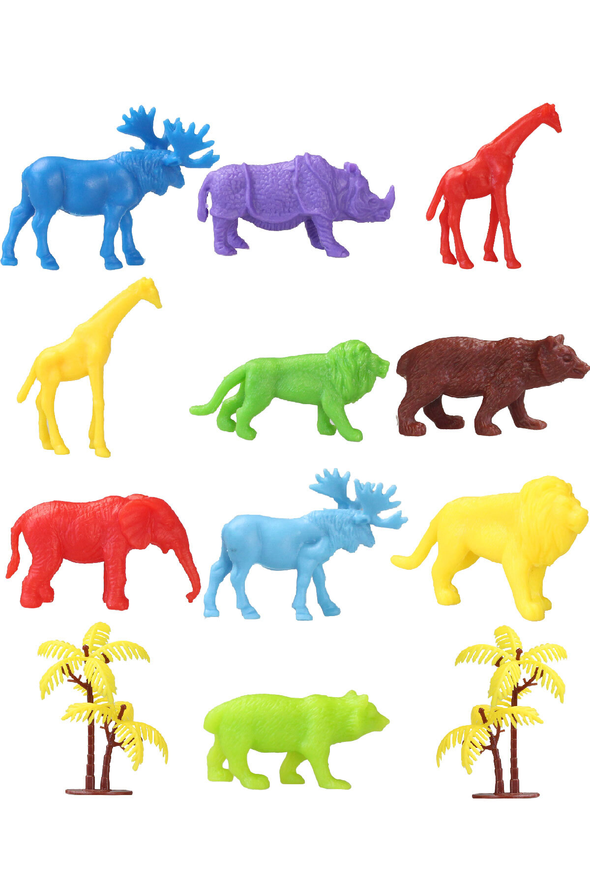 Toy Play 12-Piece Colorful Mini Wild Animals Figure Set 4-6cm SKU669