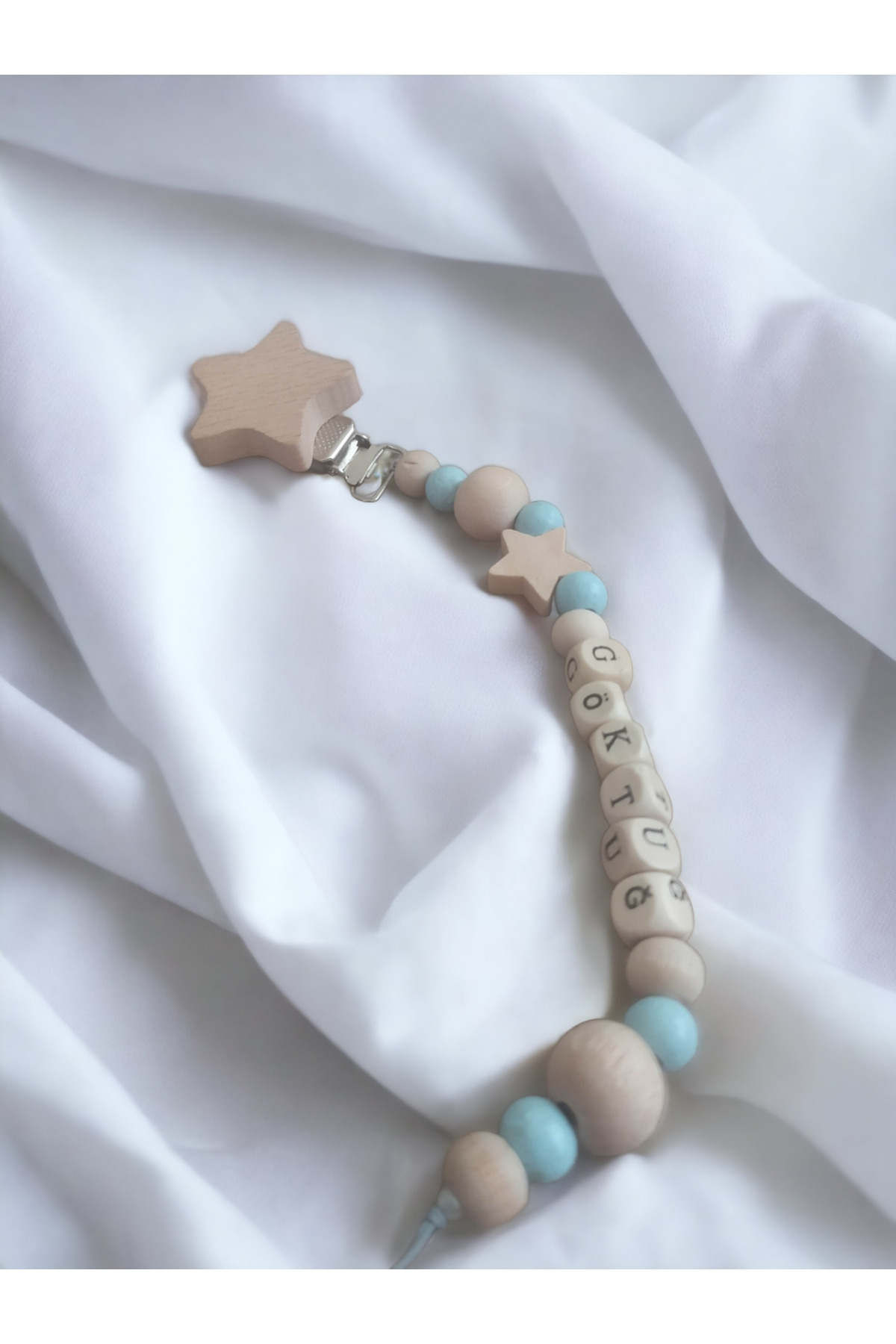 My Kids Room Doğal Ahşap Emzik Zinciri - Isimli Emzik Askısı Ahşap Emzik Zinciri Emzik Tutucu fotoğrafı 2 (önizleme)