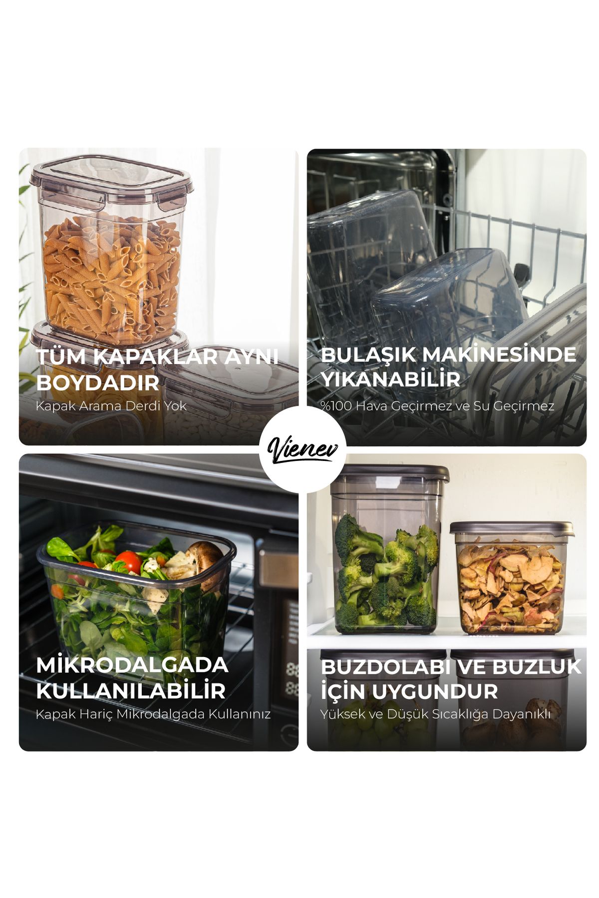 Vienev-6-Piece 0.67 Liter Sealed Rectangular Storage Container Set with Screen Printing Label 6