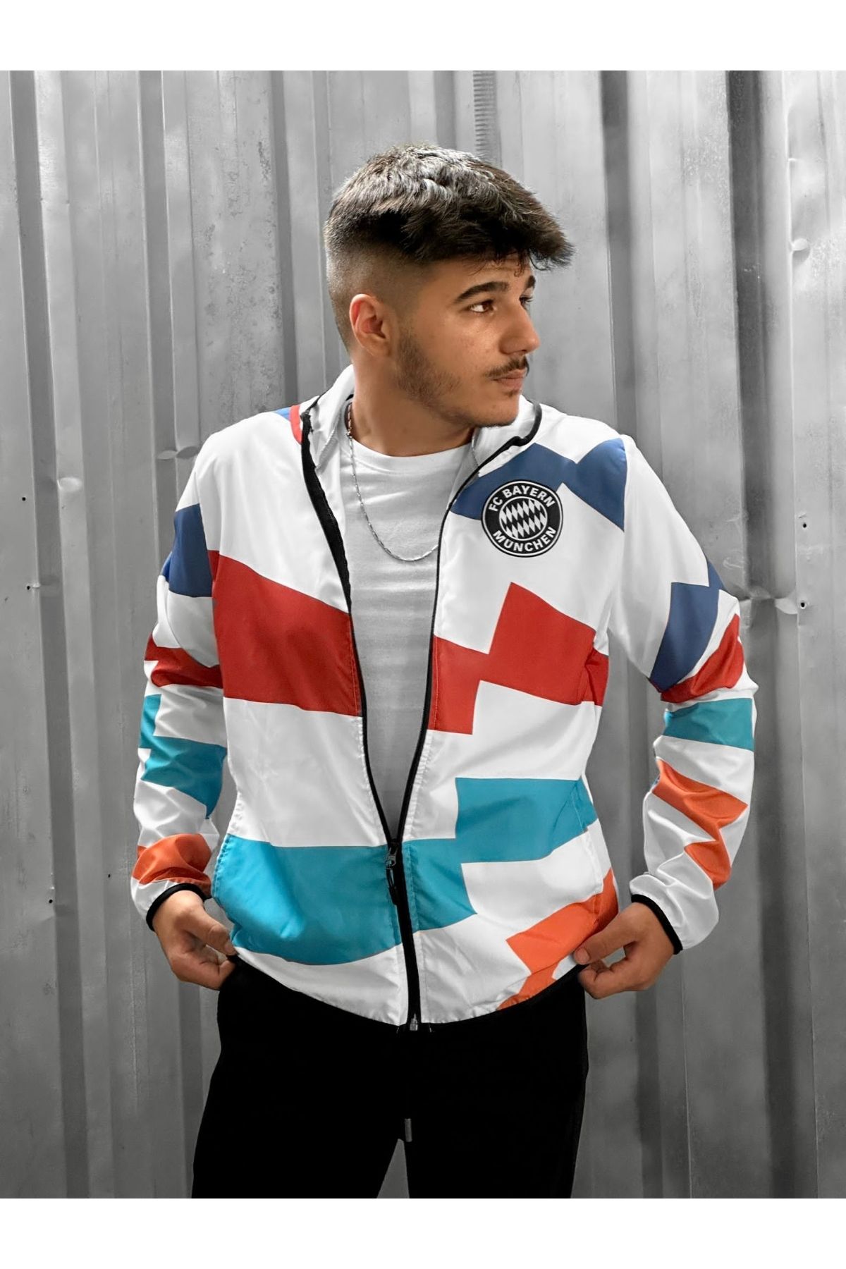 Black and sales white striped raincoat