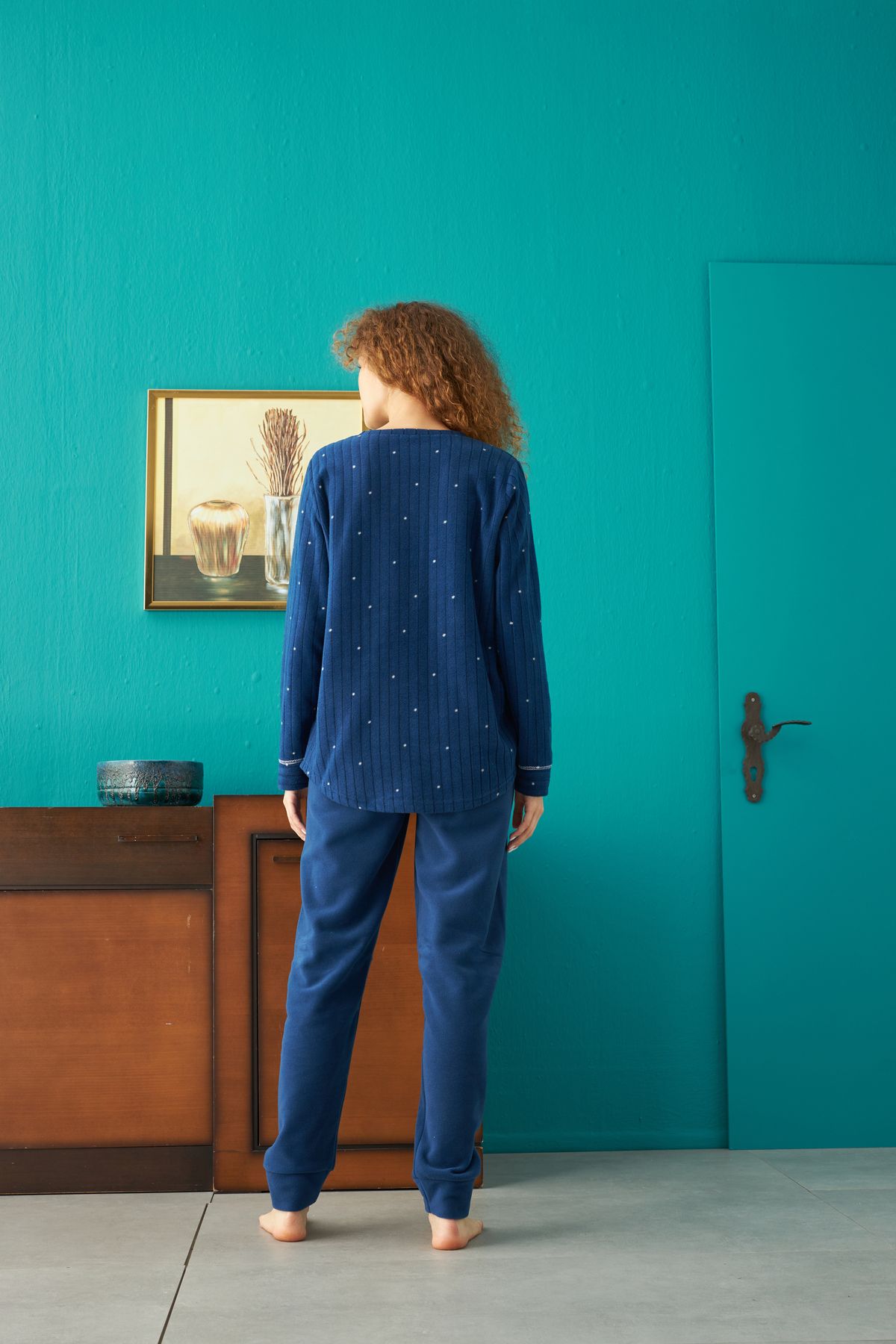 Siyah İnci-Bottom-Top Polar Embroidered Pajama Set 4