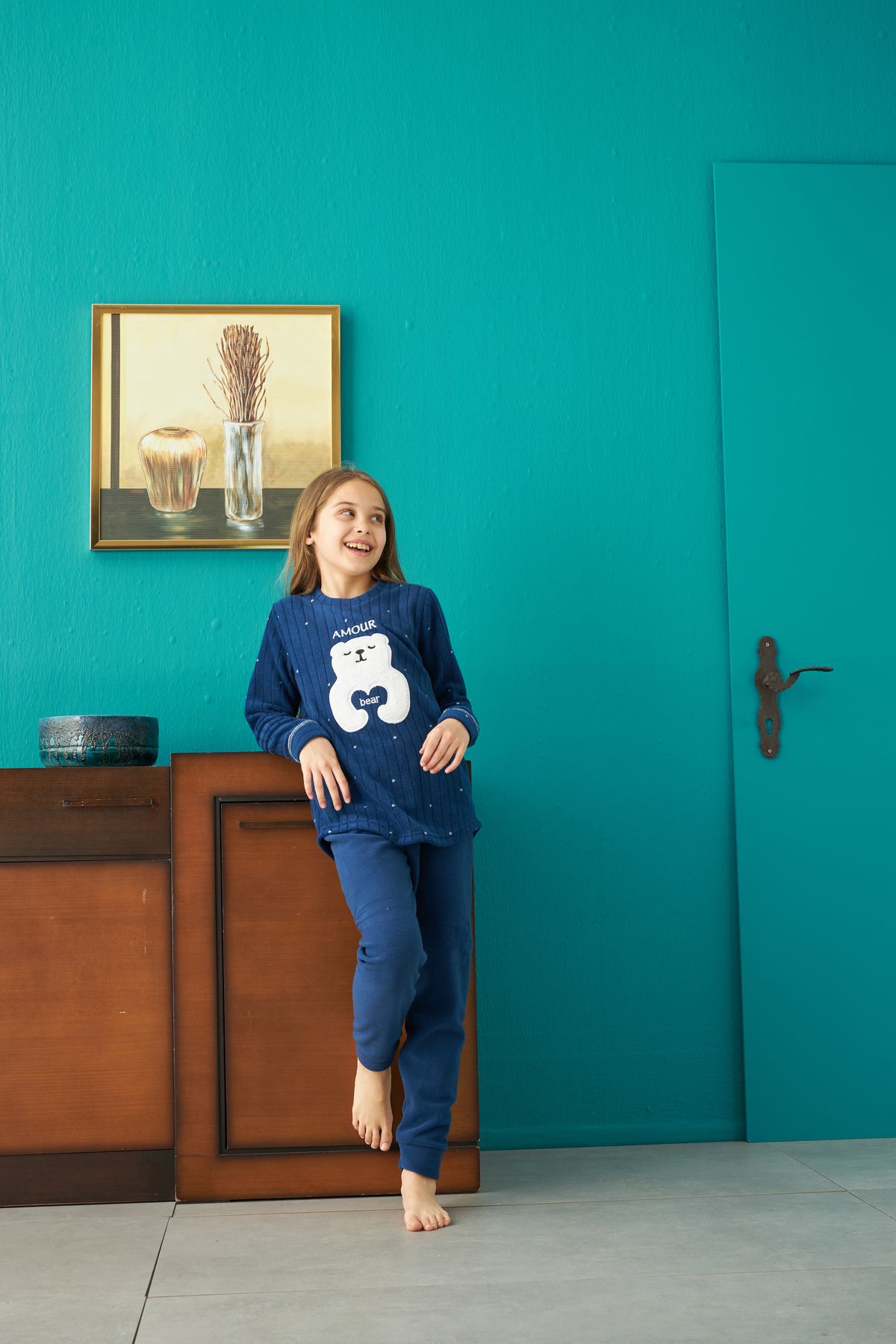 Siyah İnci-Bottom-Top Polar Embroidered Pajama Set 3