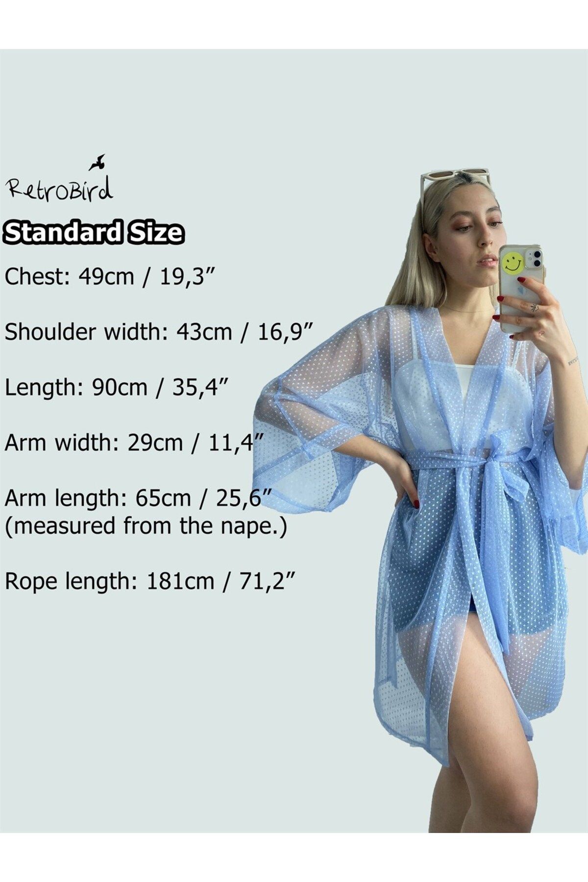 Retrobird Tul Kimono Kad n Mavi Fiyat Yorumlar Trendyol