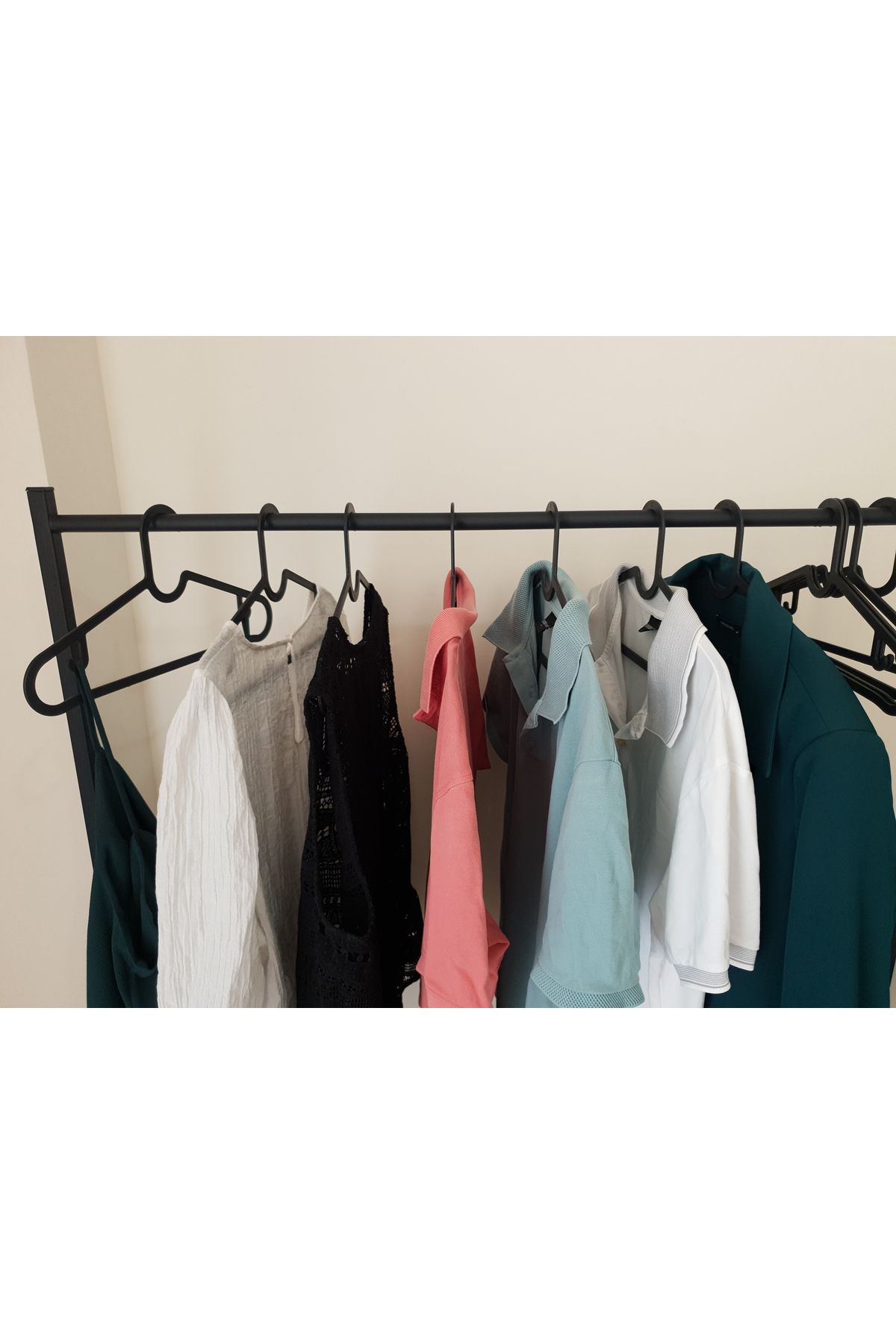 long way-Clothes Hanger Scarf Hanger Shirt T-Shirt Hanger Unbreakable 50 Piece Set Black 50pcs Black Ince_aski 8