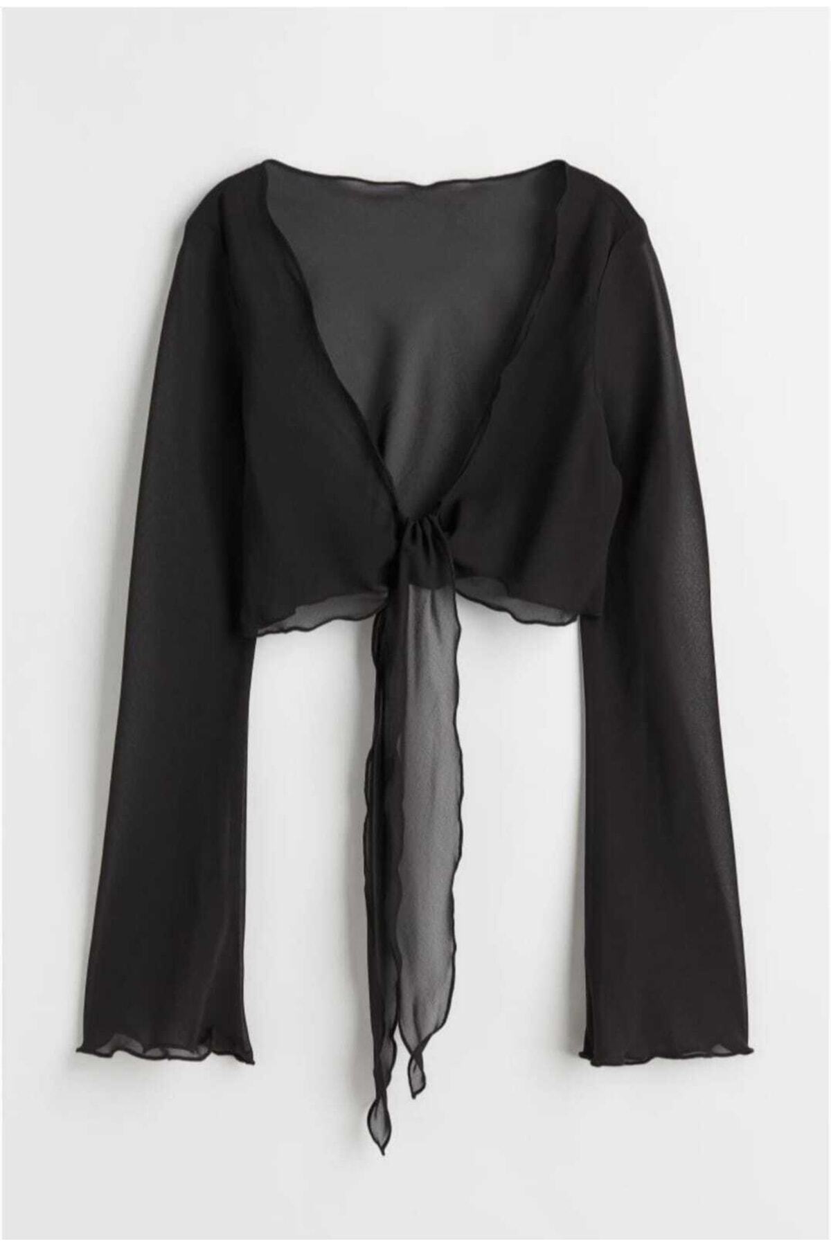 Genel Markalar İspanyol Kollu Bağlamalı Uzun Kollu Bolero Bluz