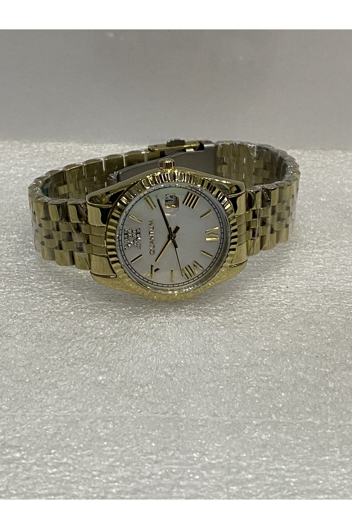 ساعت Quantum کلاسیک 100% STEEL IMPULSE SPECIAL PEARL OF PEARL صفحه طلایی 34 میلی متری ساعت زنانه ATM DATE اورجینال - تصویر 7