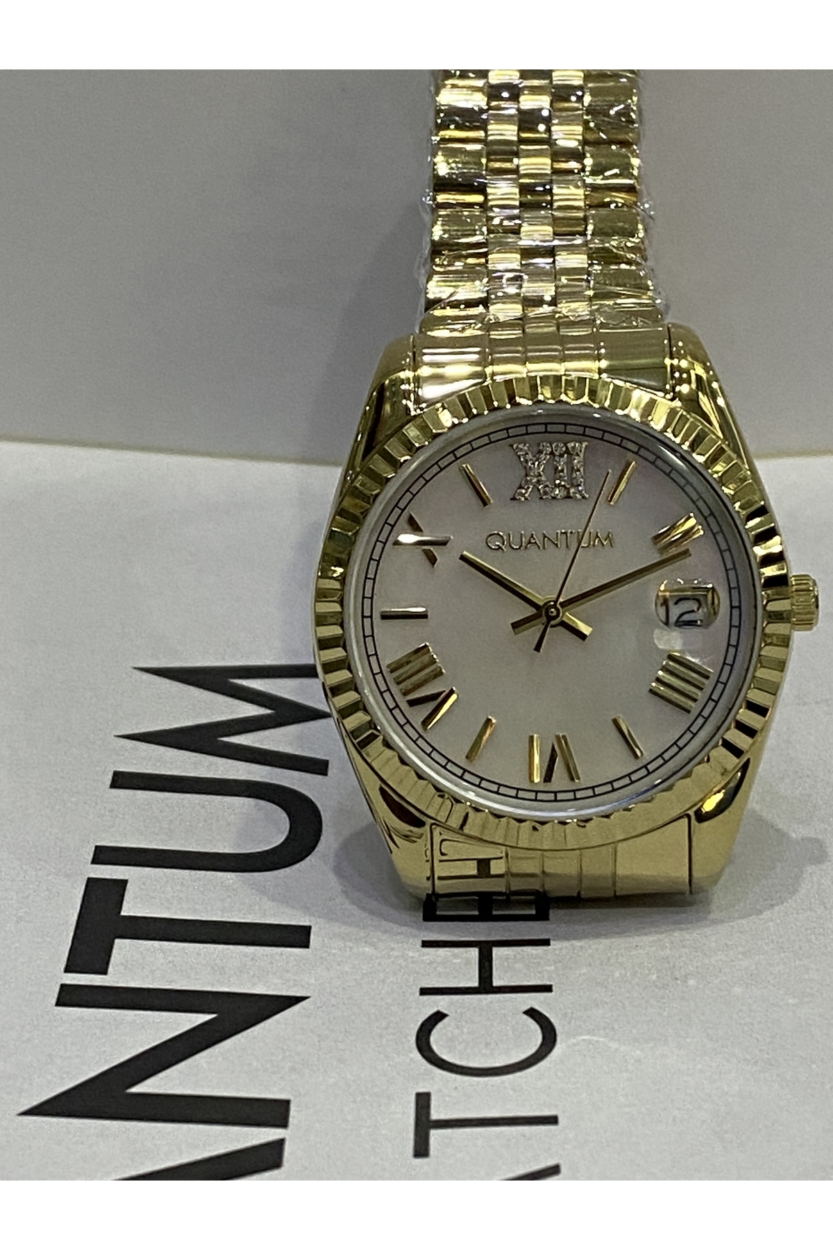 ساعت Quantum کلاسیک 100% STEEL IMPULSE SPECIAL PEARL OF PEARL صفحه طلایی 34 میلی متری ساعت زنانه ATM DATE اورجینال - تصویر 3