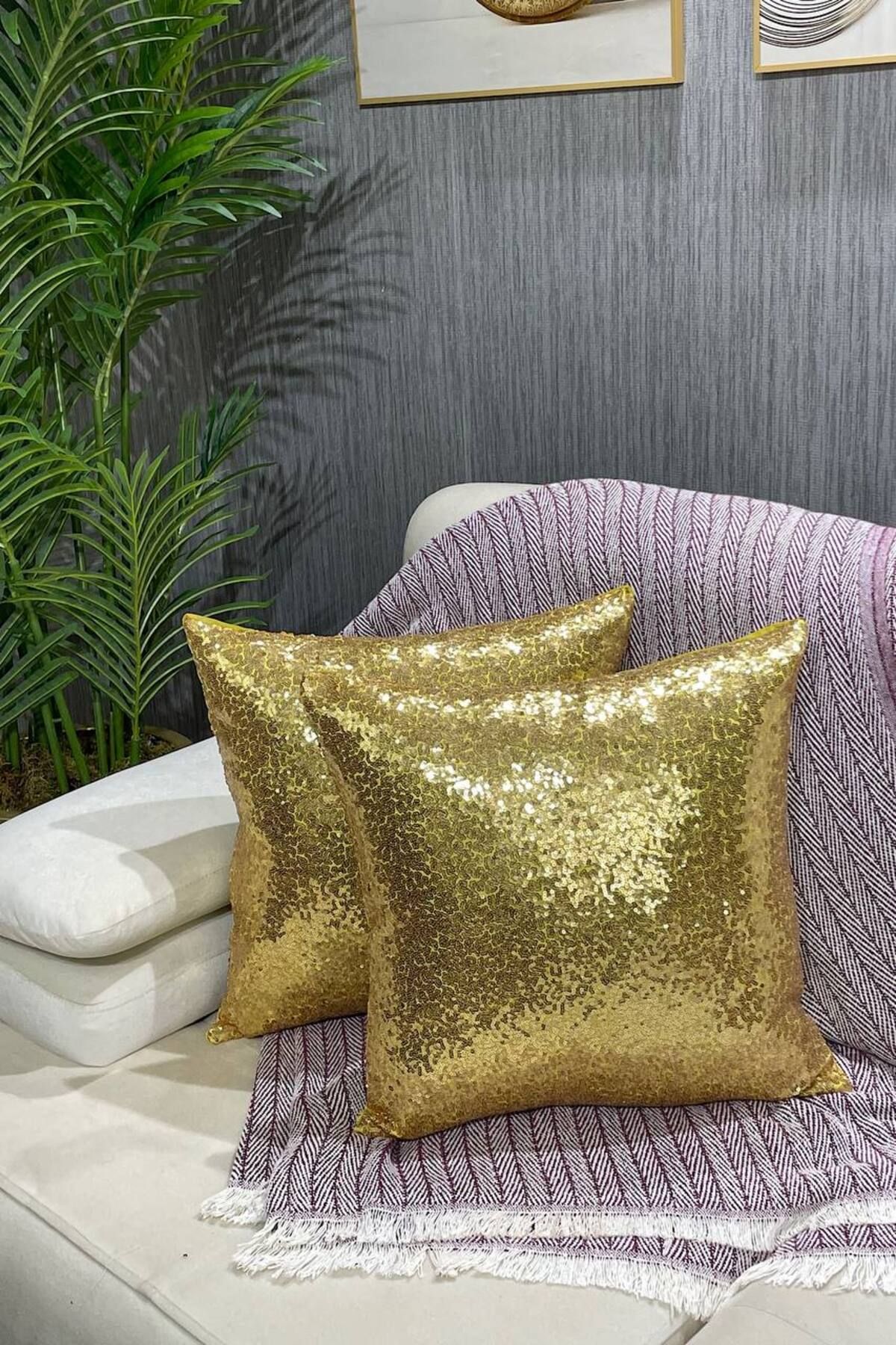 Gold sequin cushion covers discount