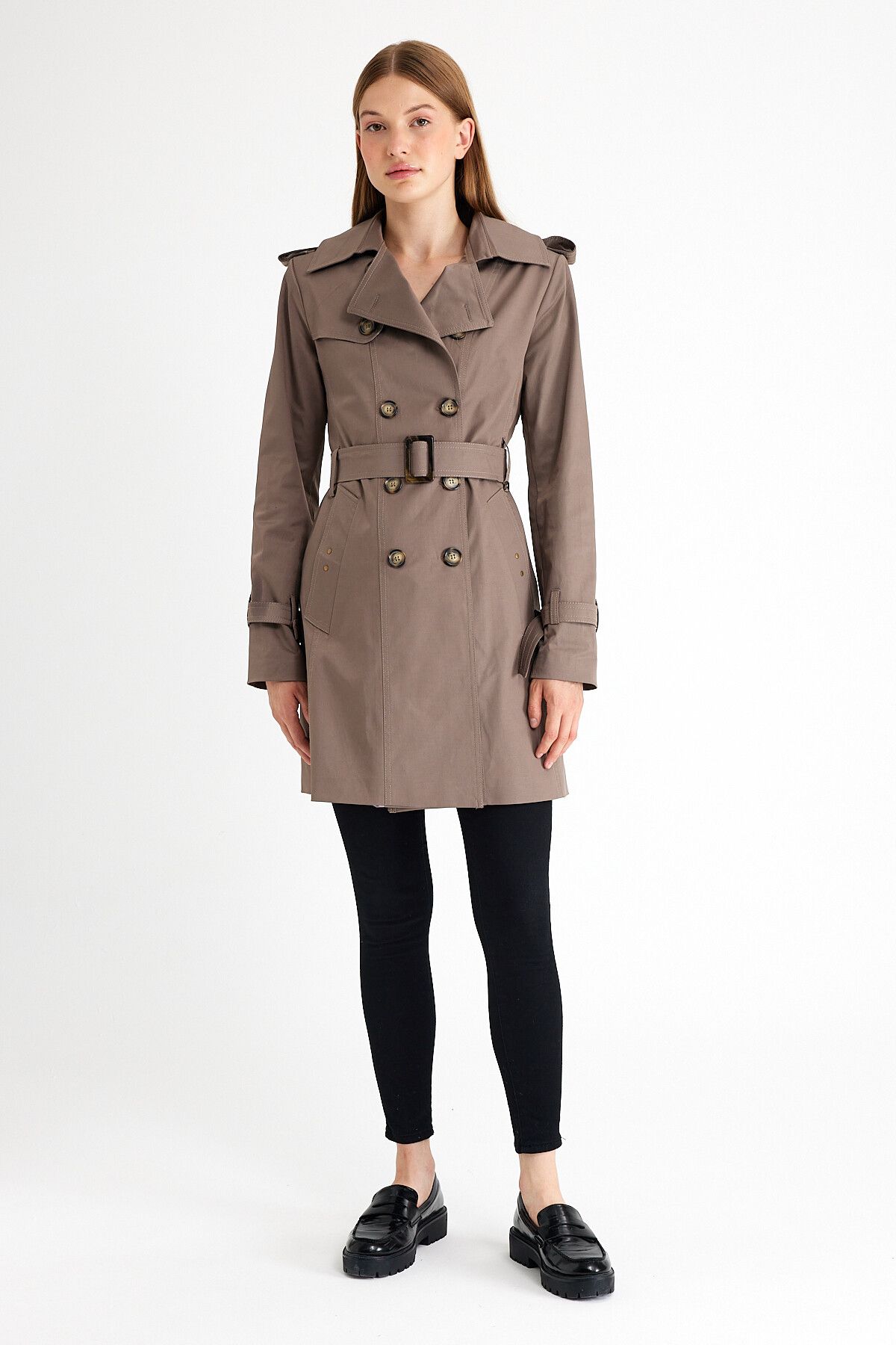 Sporting Women s Milk Brown Coated Lined Waterproof Belted Trench
