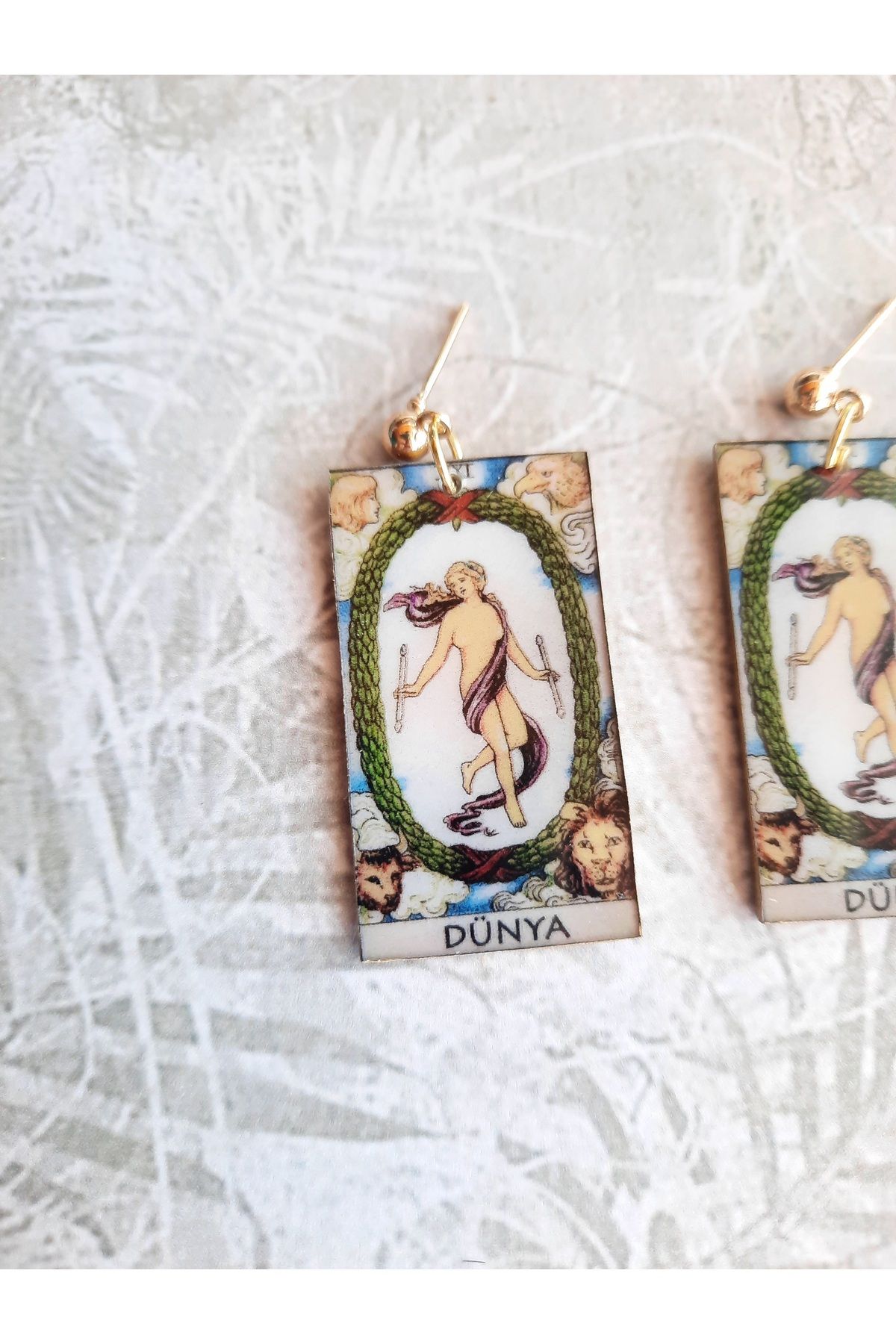 mensis creative-Stainless Steel and Tarnish Resistant Tarot Earrings - World Card Handmade 2