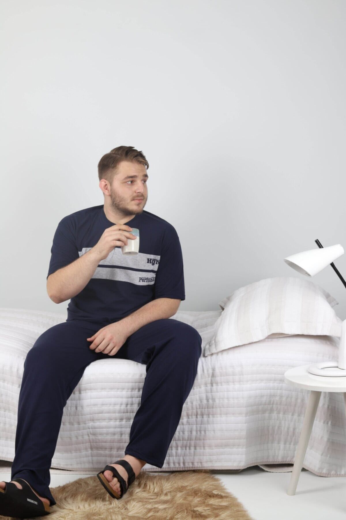 Erkek Bordo Kısa Kollu Süprem Büyük Beden Pijama Takım