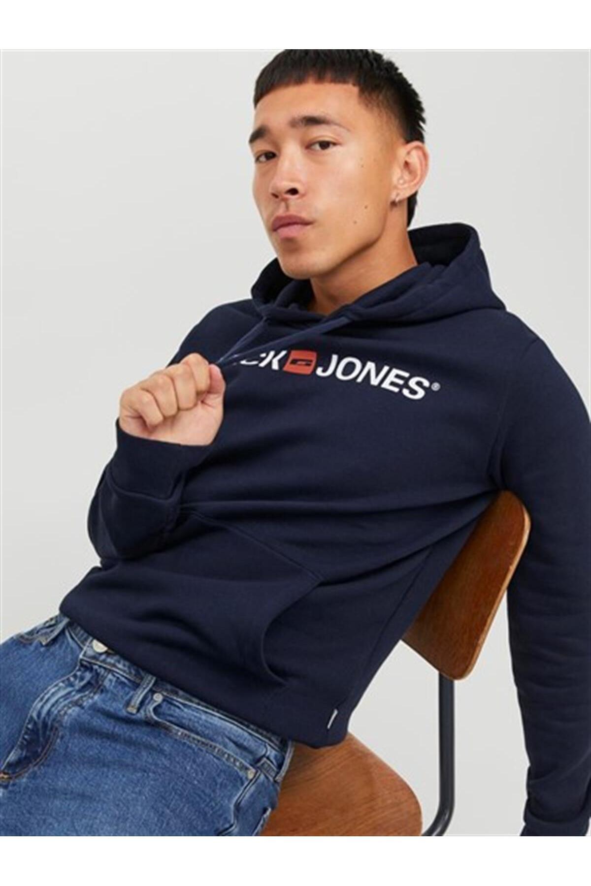 سویشرت مردانه آبی سرمه ای جک اند جونز | JJ3W12137054 اورجینال - تصویر 7