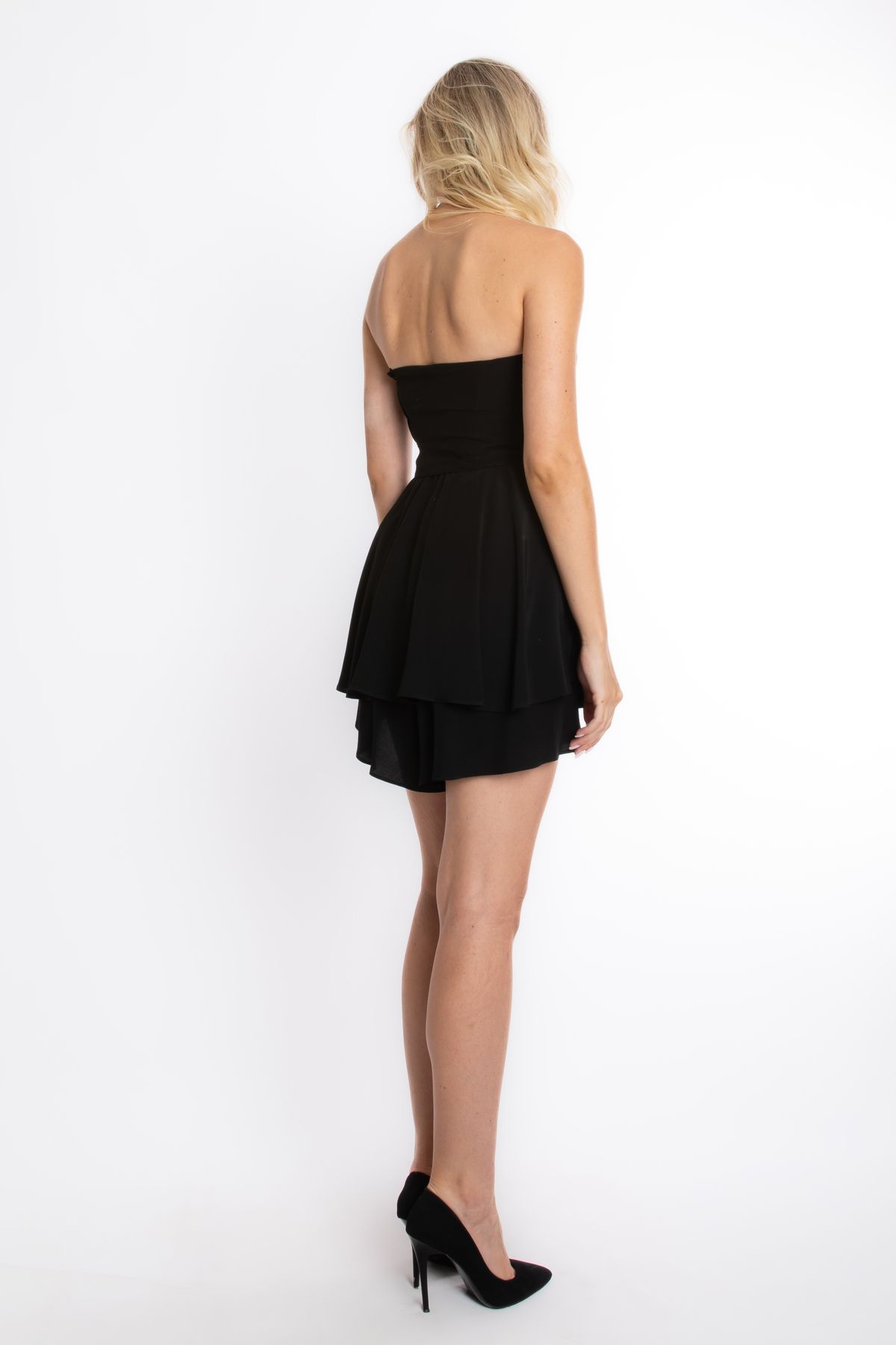 ONE8 Strapless Neckline Front Ribbon Detailed Mini Jumpsuit Dress