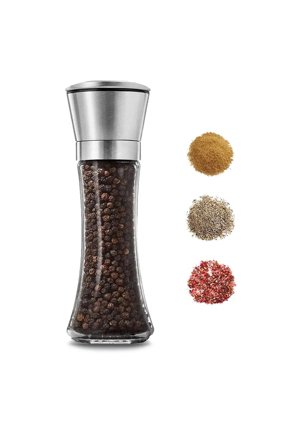 One piece salt outlet and pepper grinder
