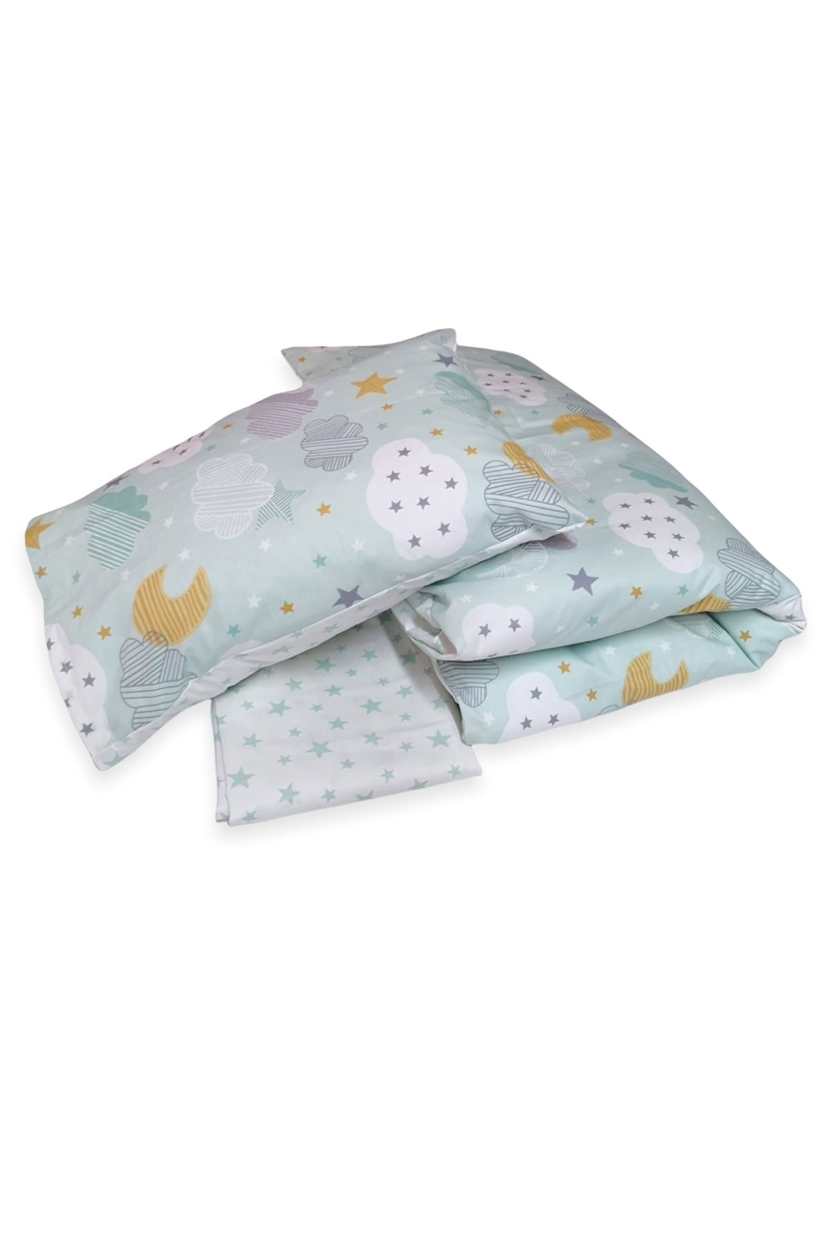 Babynia Cotton Baby child 60x120 Pillow Sheet Quilt Green Crescent