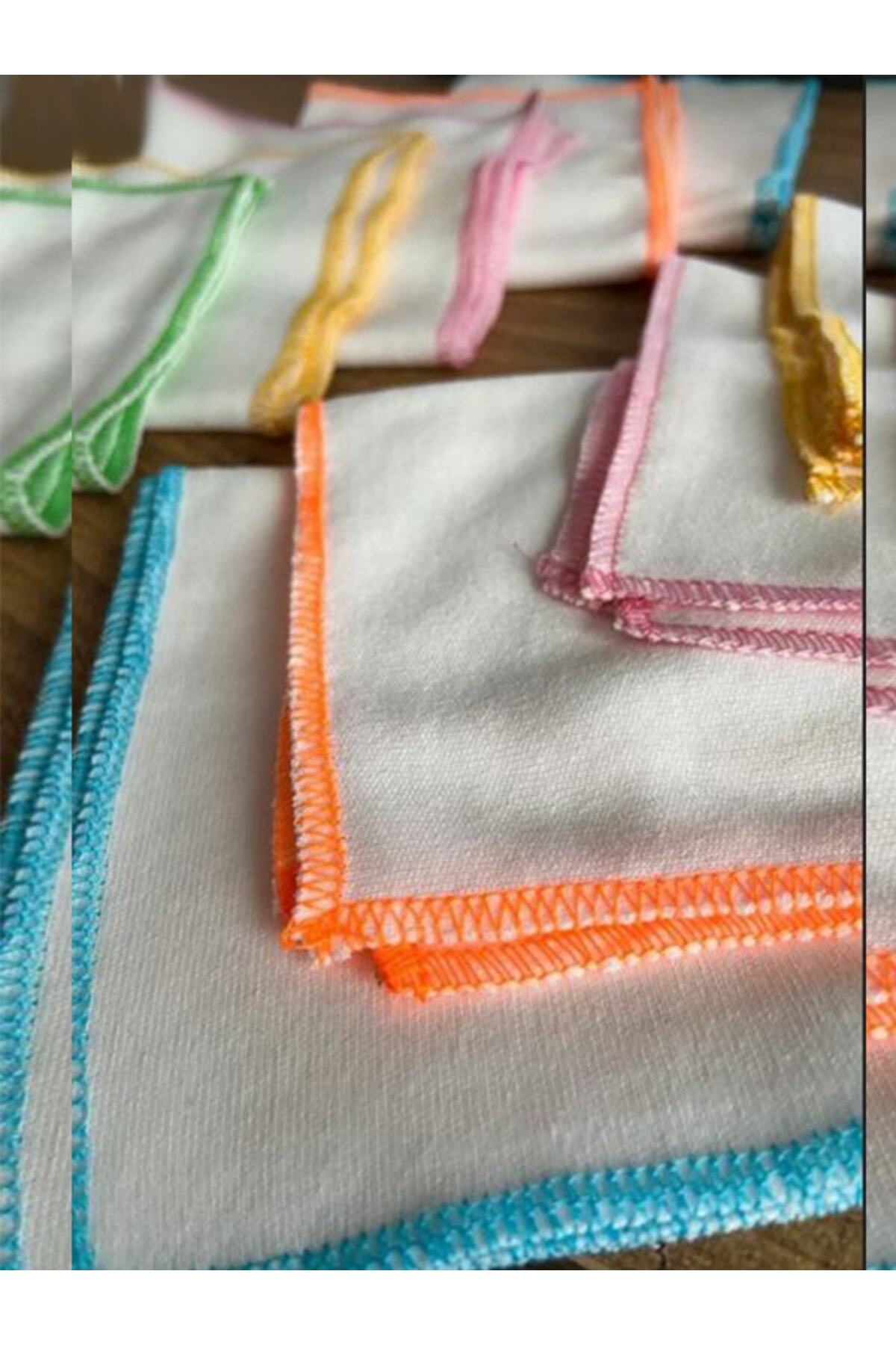 AŞAR MODA TEKSTİL Müslin Bez Pamuklu Bebek Ağız Silme Mendili 10'lu Bebek Mendil