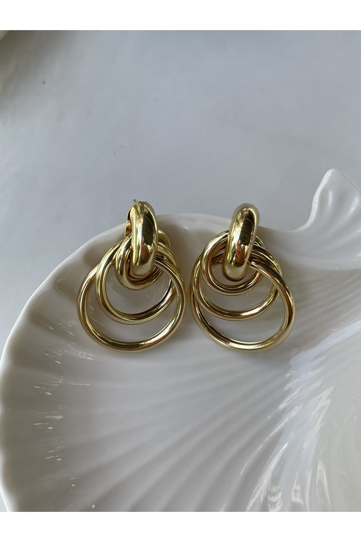 Gold Renk İç İçe Yuvarlak Küpe 3