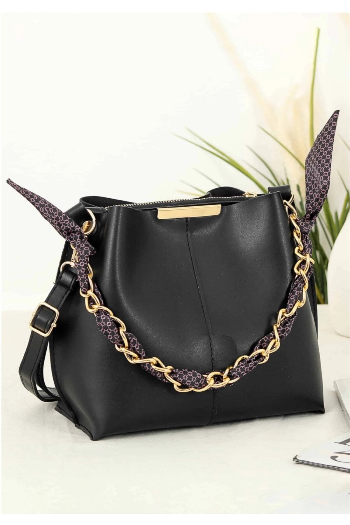 River island black chain side slouch bag discount