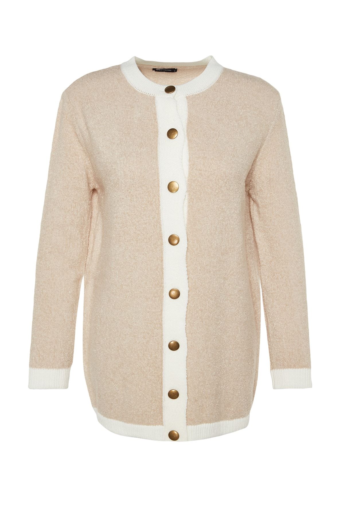 Trendyol Modest-Knitwear Cream Cardigan - Button Detail, TCTAW24TH00073 7