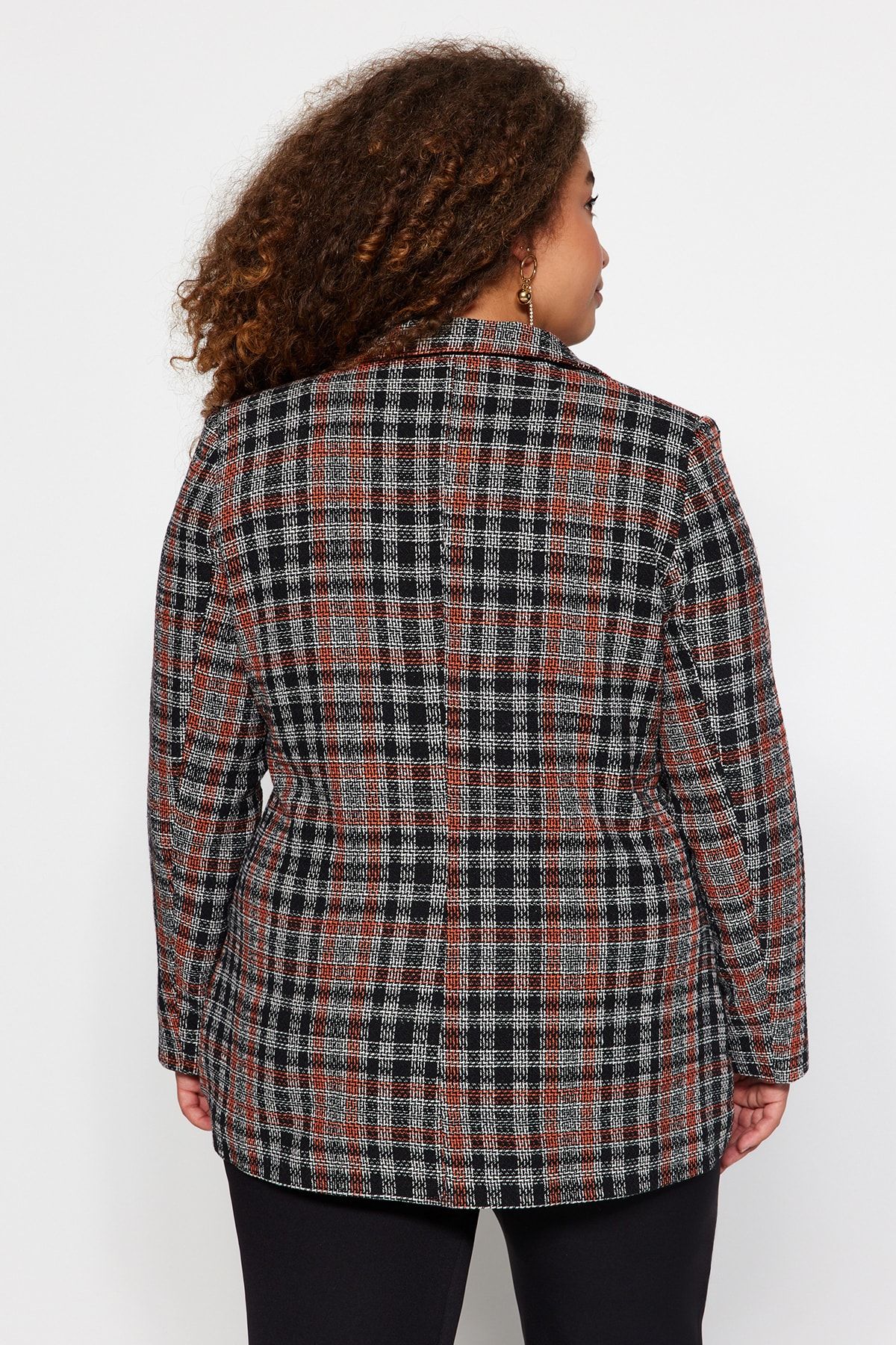 Trendyol Curve-Multicolored Plaid Patterned Jacket TBBAW24AG00014 6