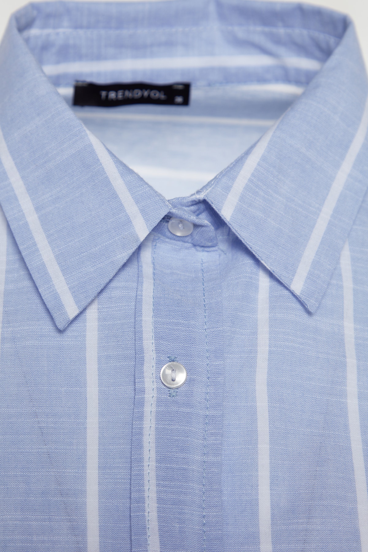 Trendyolmilla  Mavi Çizgili Oversize/Geniş Kalıp Dokuma Gömlek TWOSS23GO00467 - Görsel 7