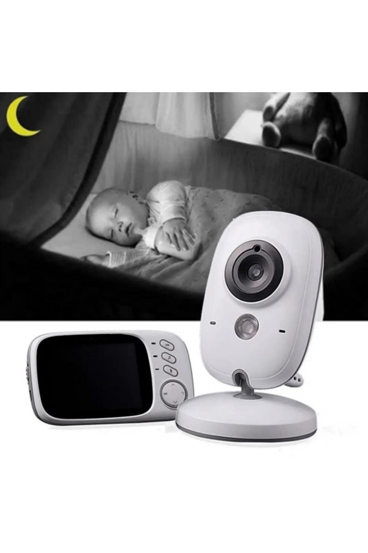 Genel Markalar Lcd Ekranlı Gece Görüşlü Bebek Monitörü - Bebek Izleme Kamerası Oda Sıcaklığı Kontrollü Kablosuz Ip fotoğrafı 3 (önizleme)