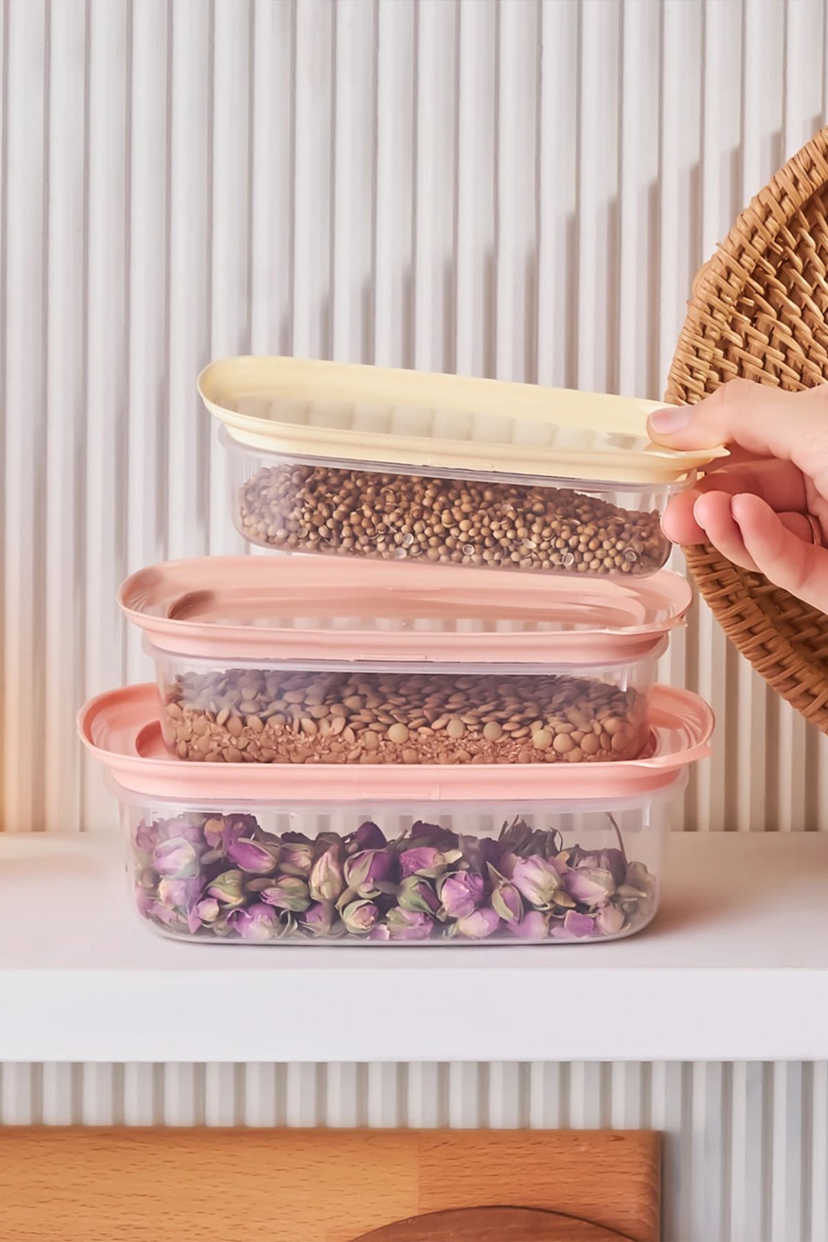 Melkan Home-Storage Containers 6-Piece Colorful Storage Containers with Lids Rectangular Storage Container Set 5