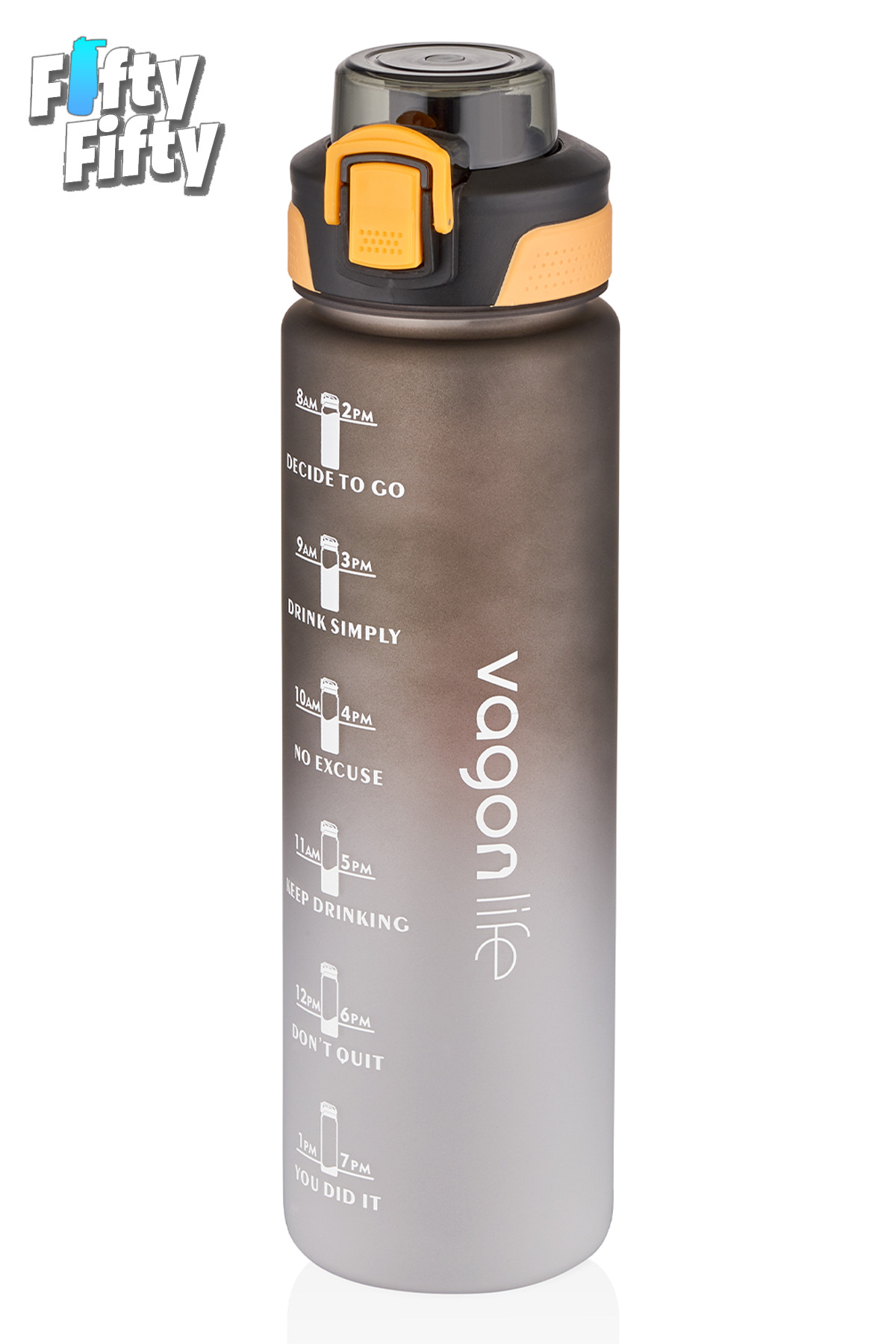 Vagonlife 1 LİTRE Çift Renk Motivasyon Su Matarası Çift Kullanım Pipetli Ve Rahat İçim Sticker Hediy