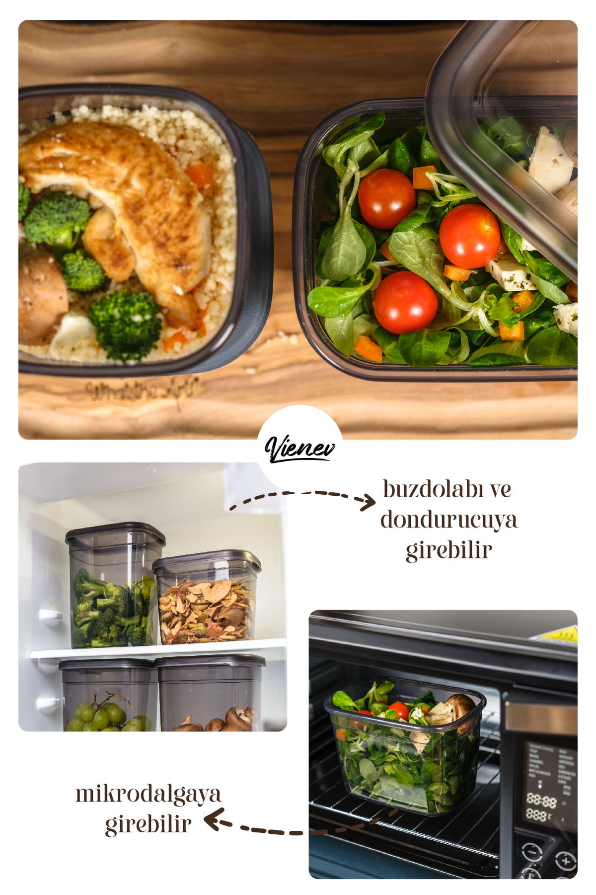Vienev-6-Piece 0.67 Liter Sealed Rectangular Storage Container Set with Screen Printing Label 2