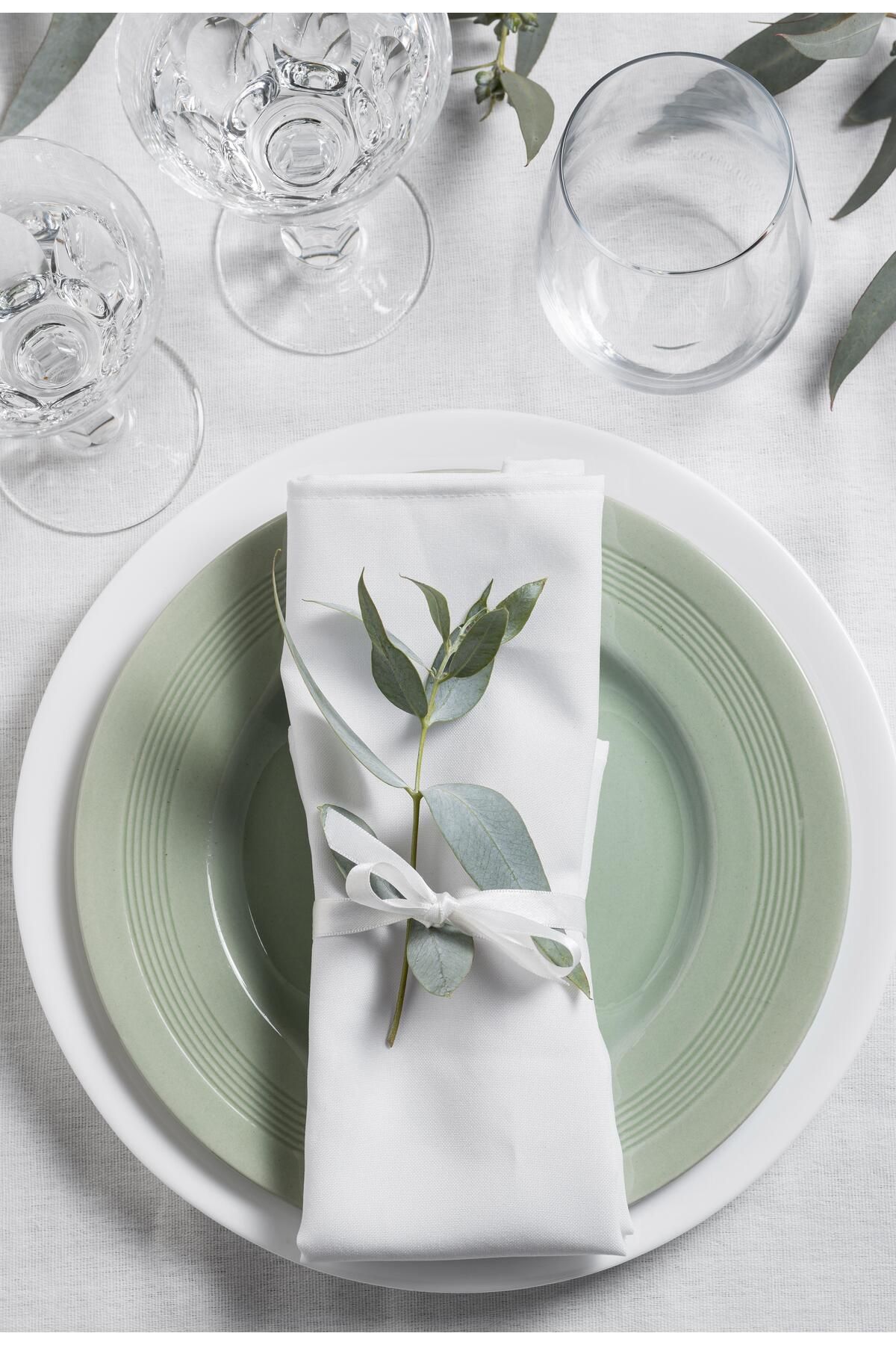 AYSHOME-Ays Home Plain White Cloth Napkin Set (6 Pieces) 1