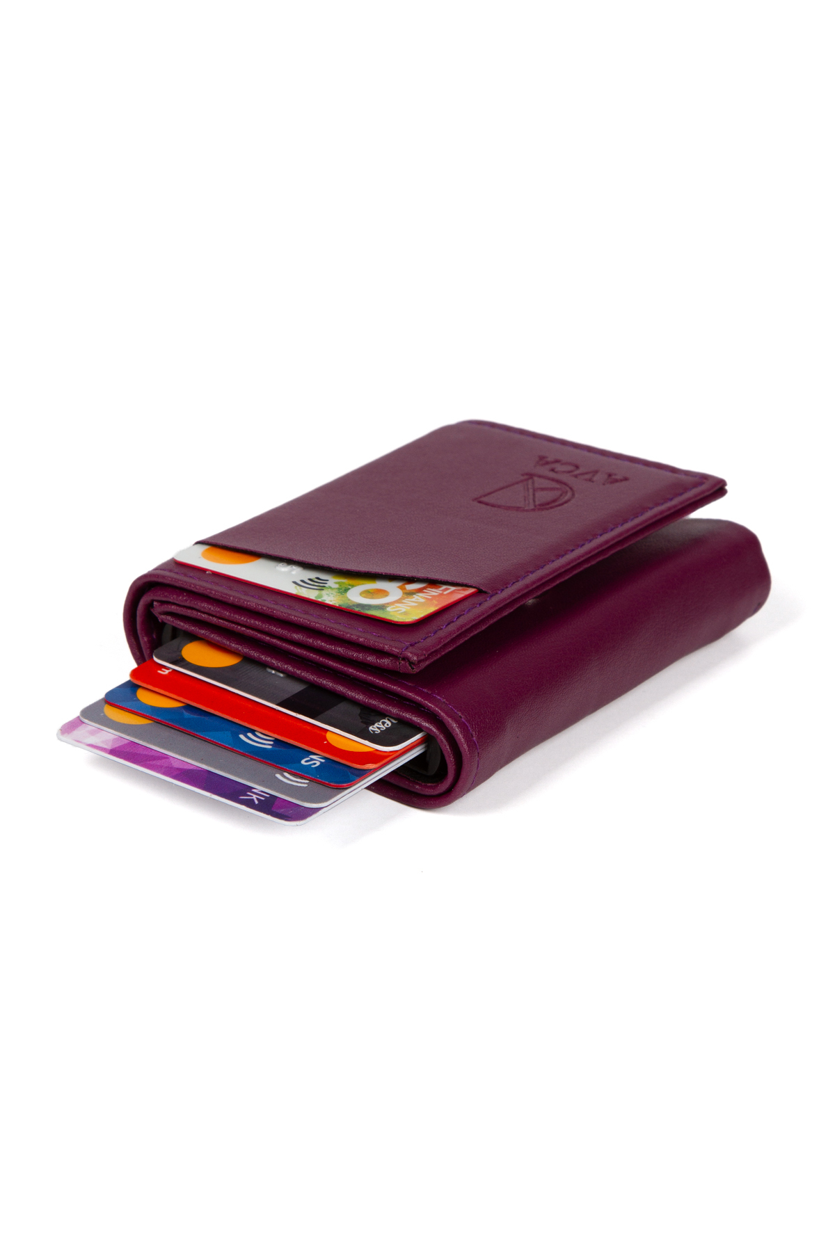 AVCA  Kadın Vegan Deri Mor Nakit Para Bölmeli Kızaklı Mekanizmalı Cüzdan Kartlık - Görsel 3