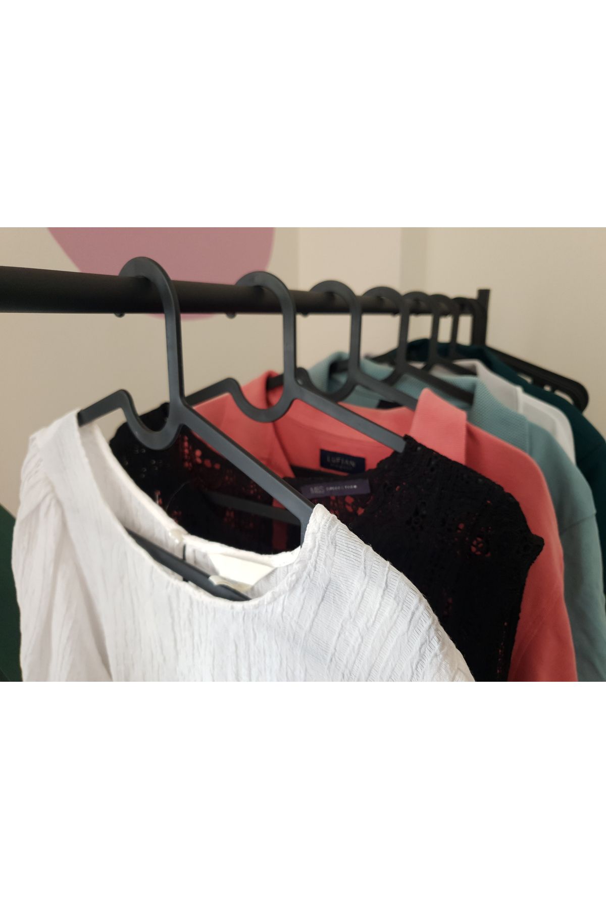 long way-Clothes Hanger Scarf Hanger Shirt T-Shirt Hanger Unbreakable 50 Piece Set Black 50pcs Black Ince_aski 5