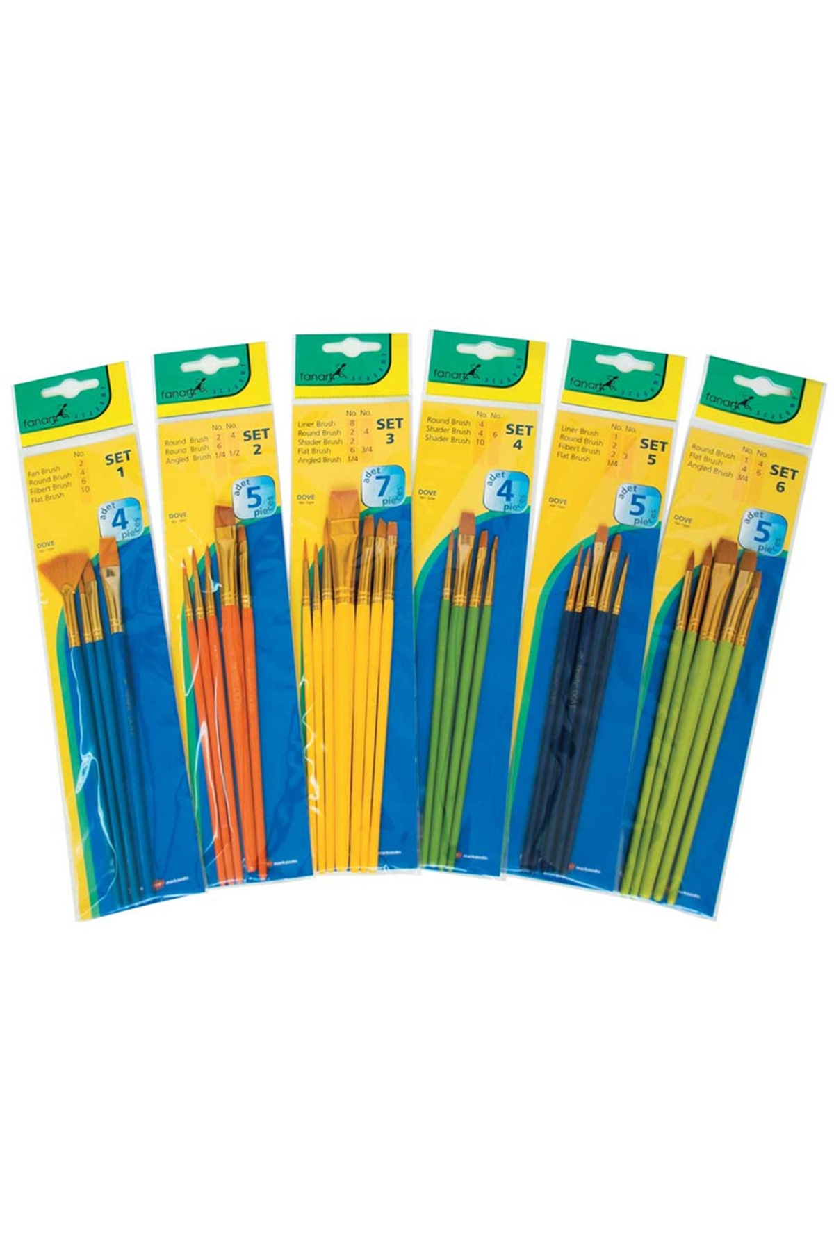 Fanart Fırça Seti Academy Sentetik Kıllı 6 Farklı Set 500
