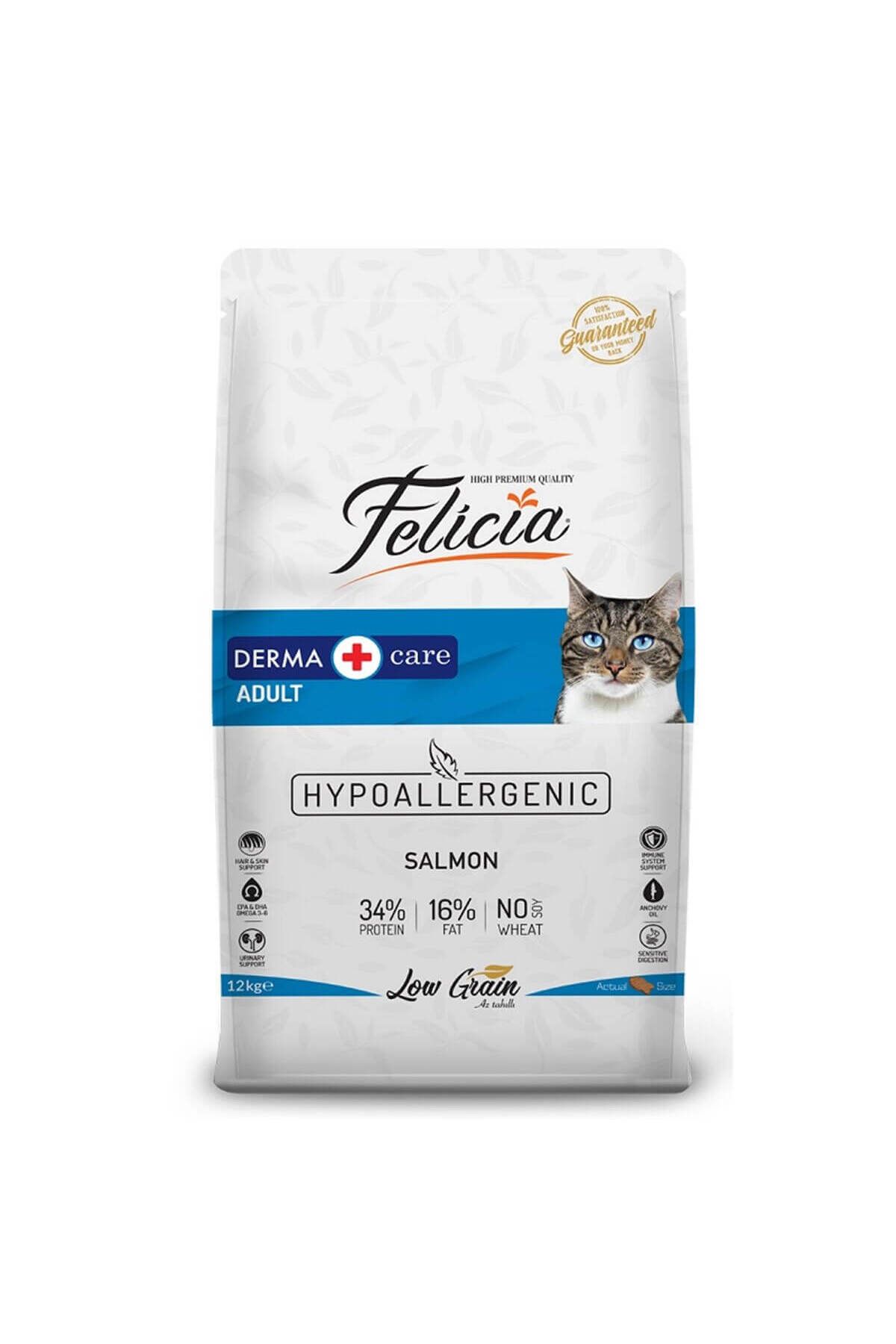 Felicia 12 Kg Yetişkin Somonlu Az Tahıllı Hypoallergenic Kedi Maması