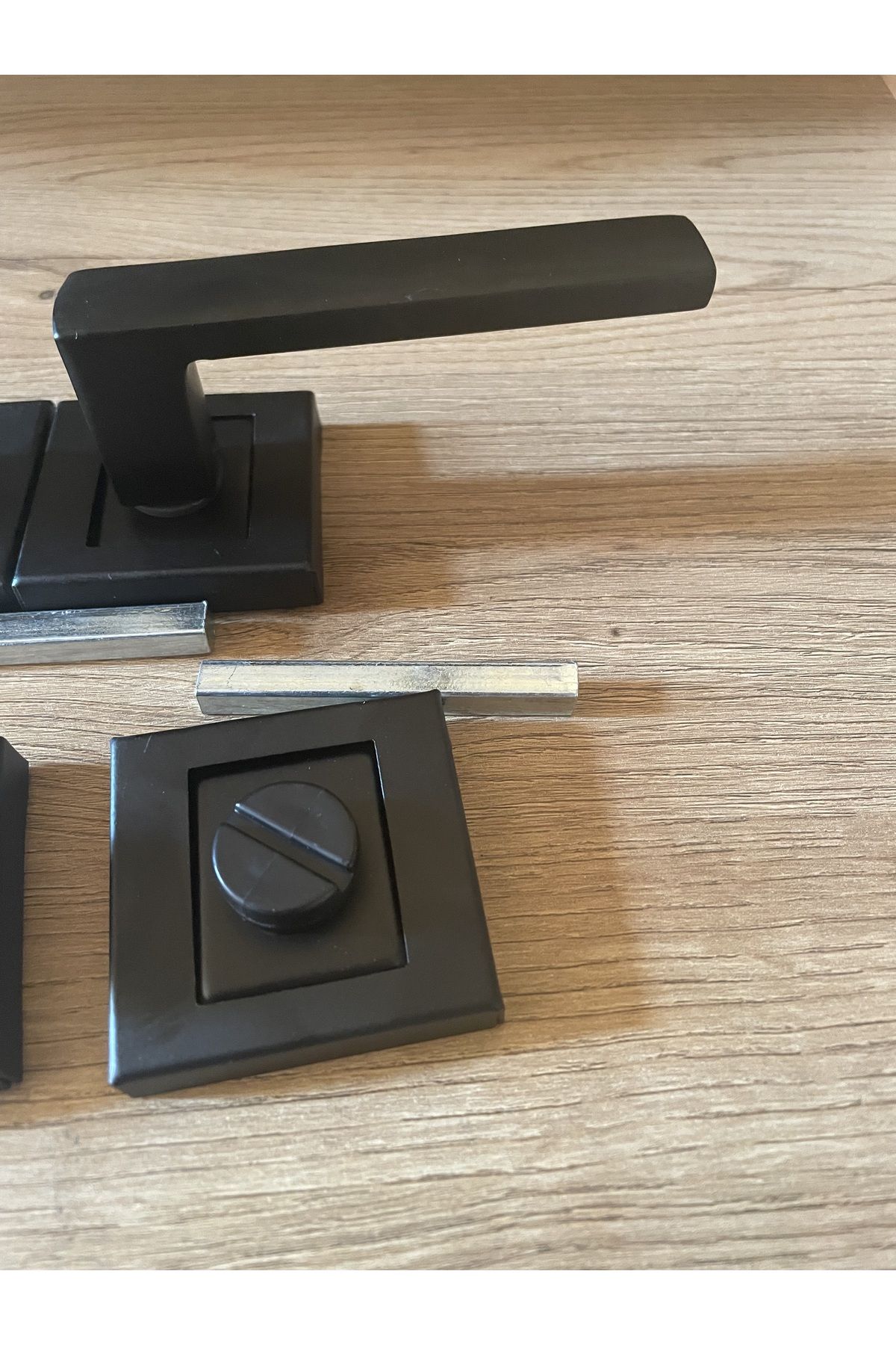 bersayapı-Lama Sheet Square Badge Wc Door Handle Black 1 Set 3