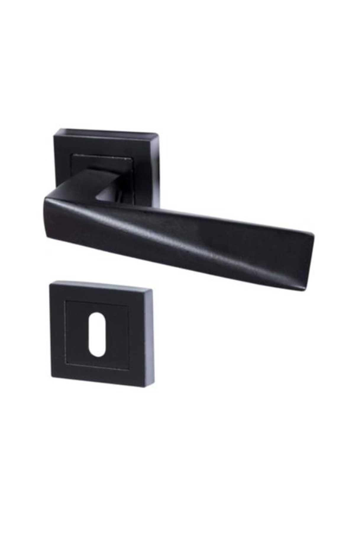 Prism Sheet Metal Square Badge Room Door Handle Black 1 Set
