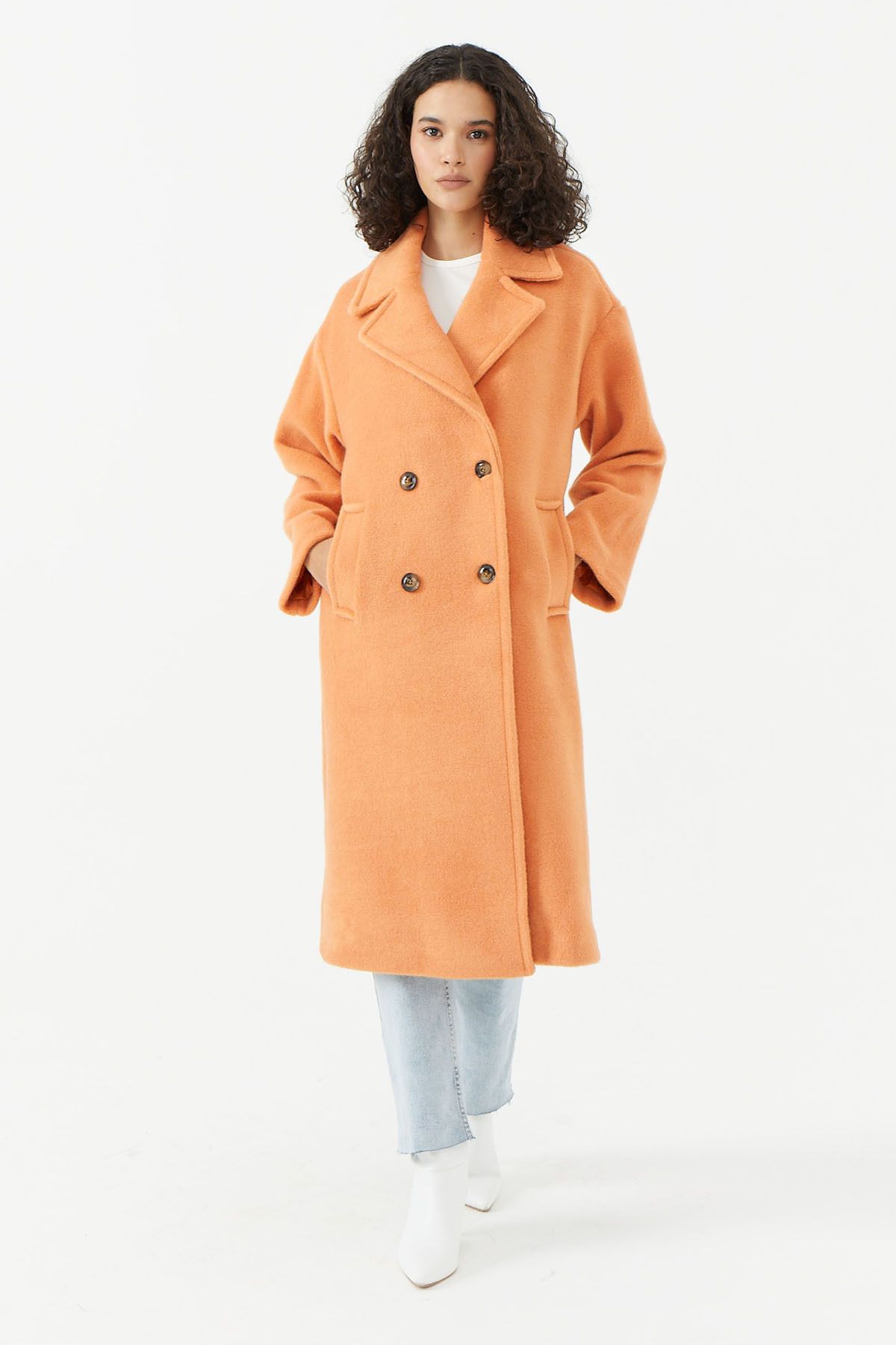 Textured double breasted new arrivals coat